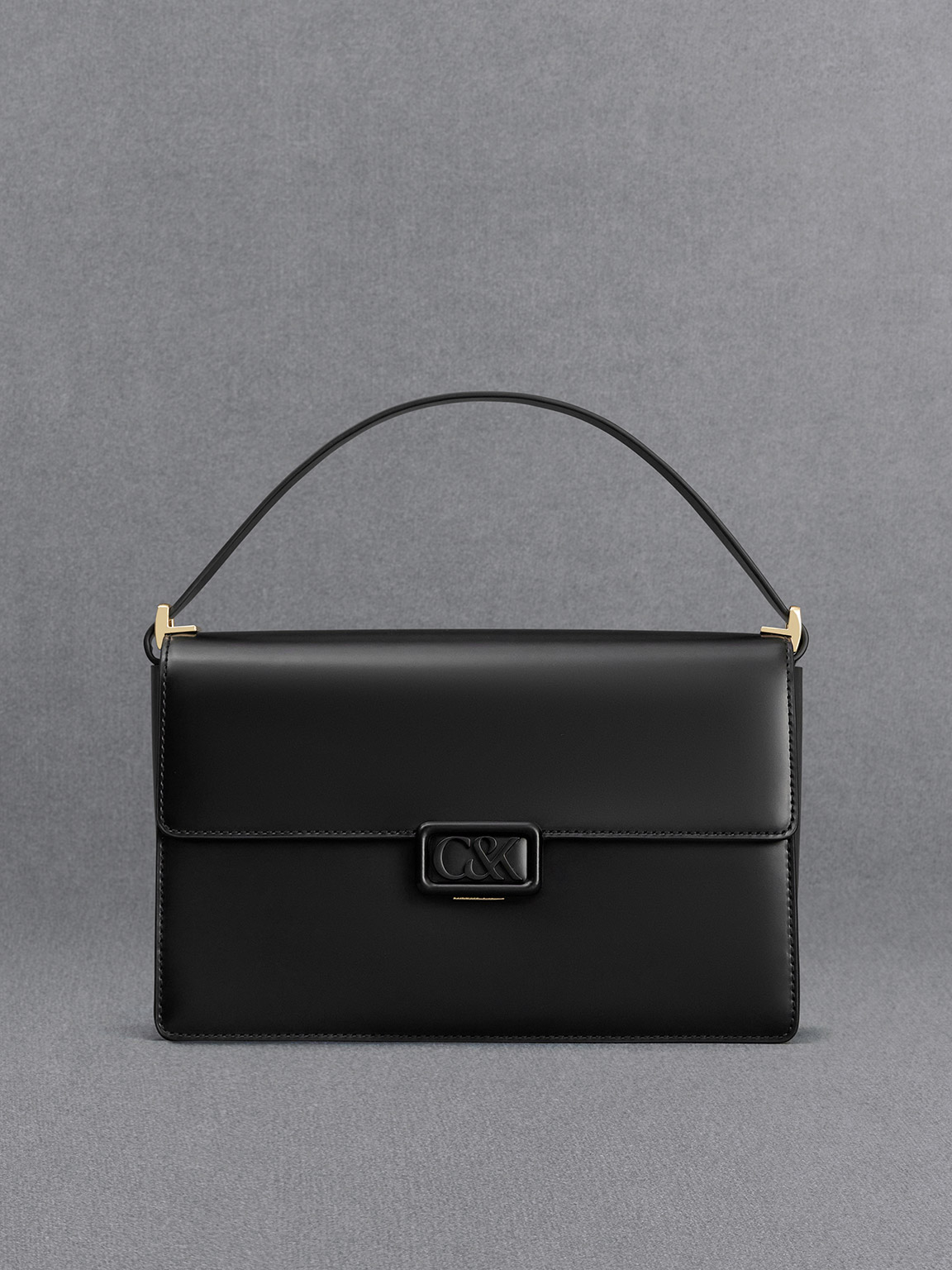 Shop Charles & Keith Leather Shoulder Bag In Black