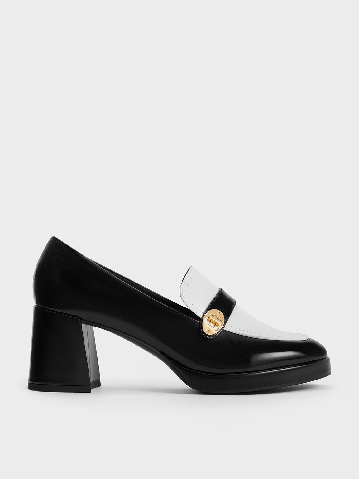 Charles & Keith Two-tone Metallic Accent Loafer Pumps In Multi