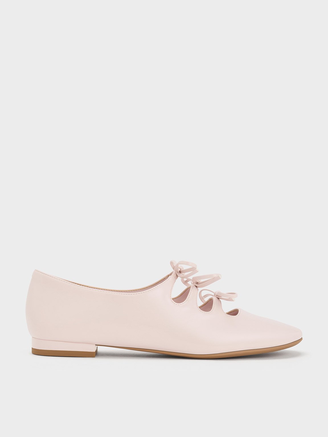 Charles & Keith Dorri Triple-bow Ballet Flats In Pink