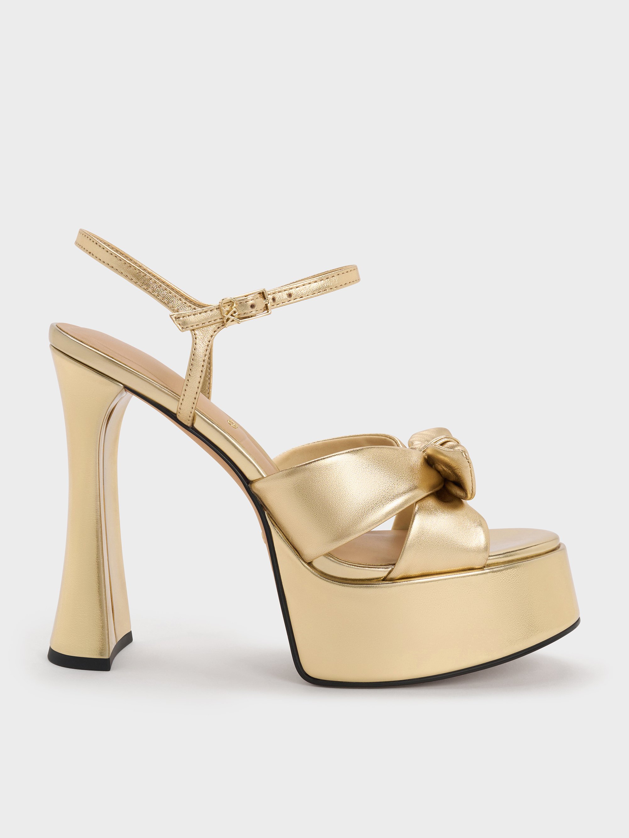 Charles & Keith - Jayce Leather Platform Sandals In Gold