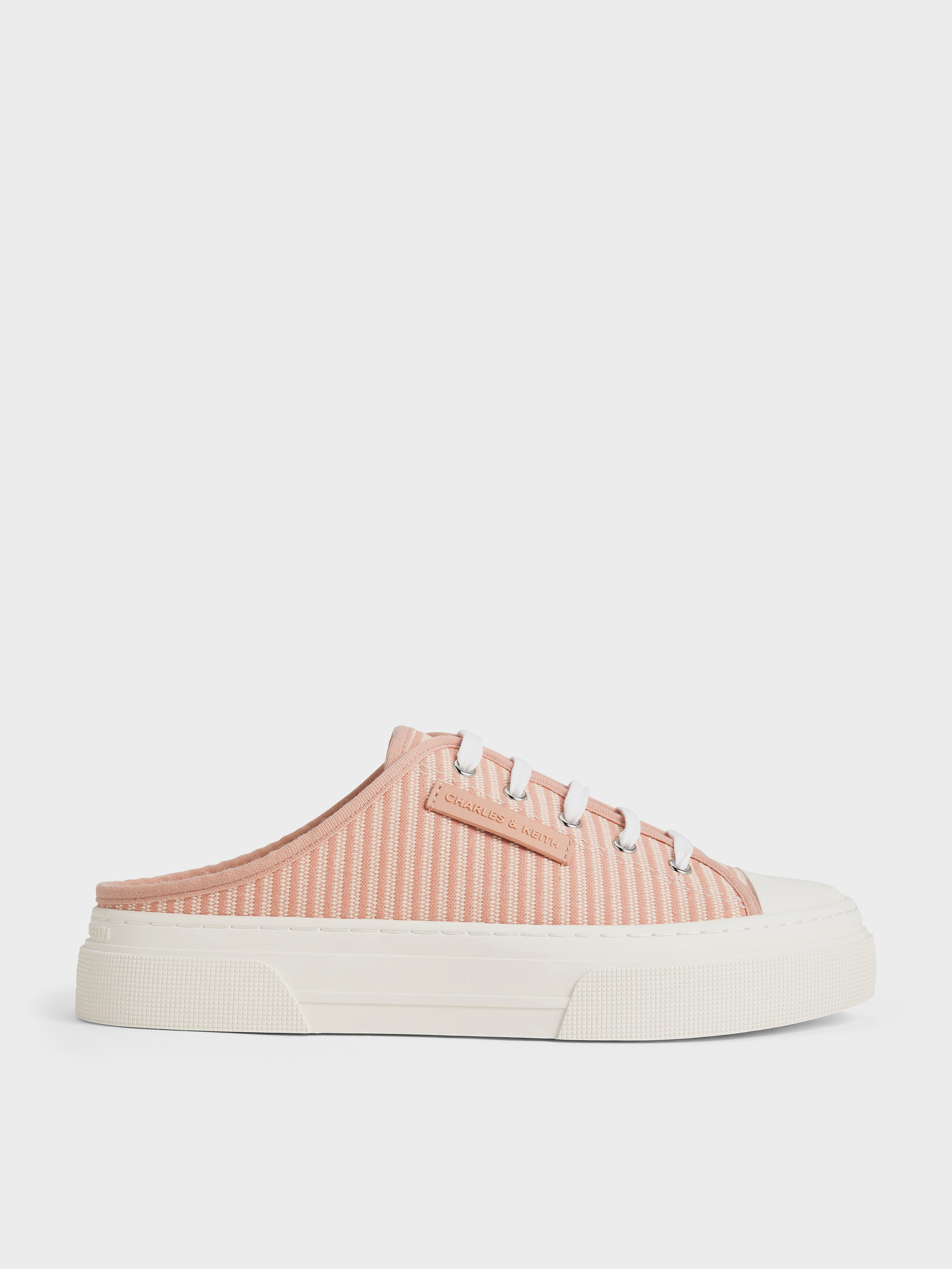 Pink Kay Striped Slip-On Sneakers - CHARLES & KEITH US