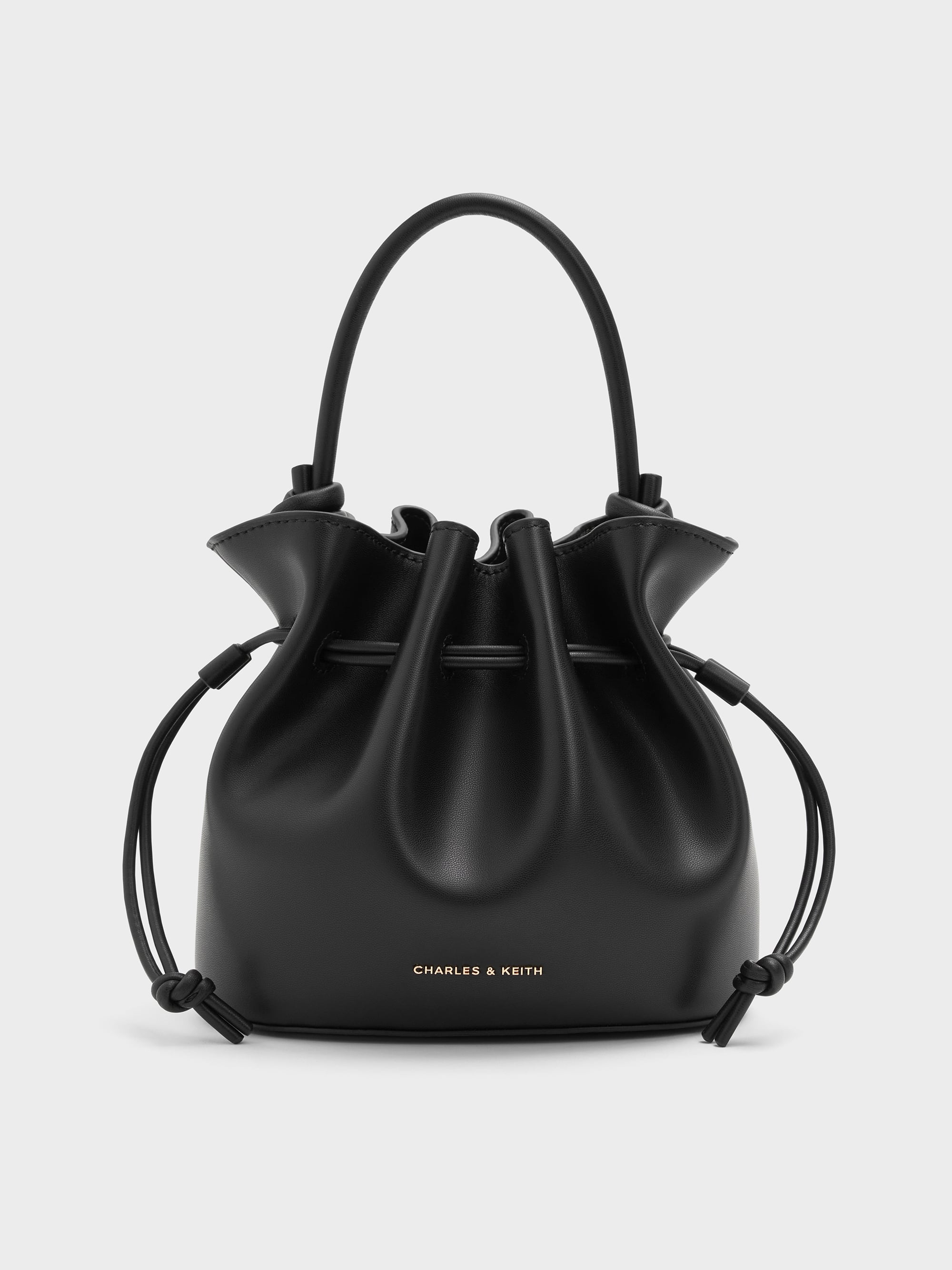 Sammie Drawstring Bucket Bag - Black - CHARLES & KEITH KR