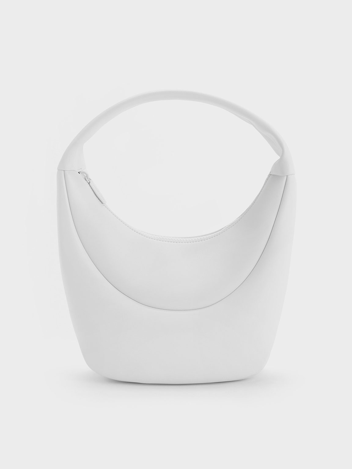 Charles & Keith Elongated Curved Hobo Bag In White