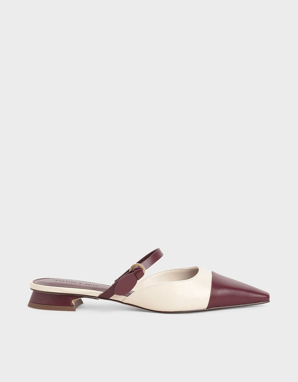 Maroon MaryJaneStrapFlatMules CHARLES & KEITH International
