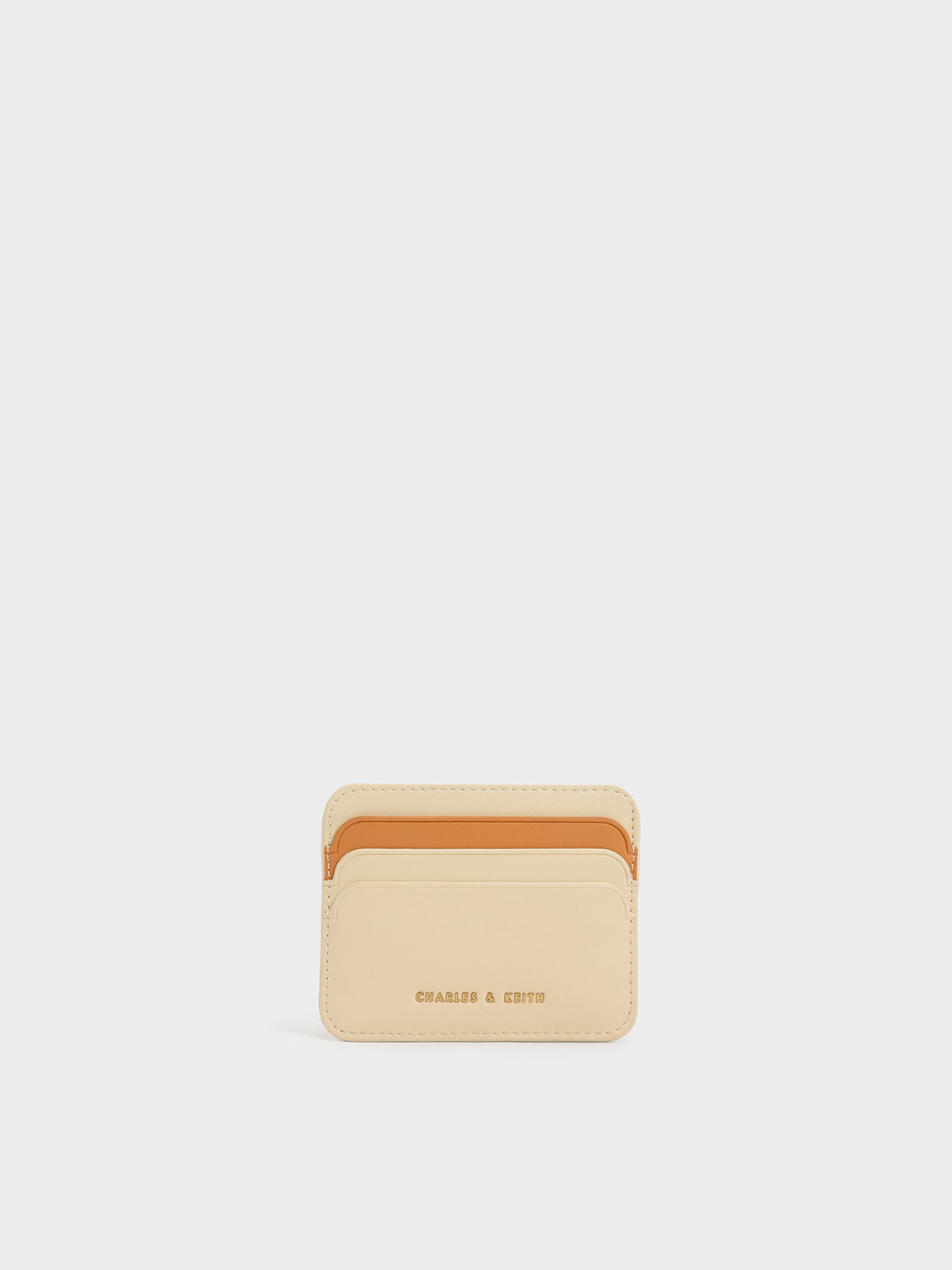 Beige Two-Tone Rounded Cardholder | CHARLES & KEITH