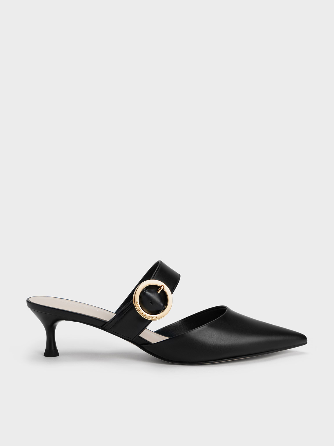 CHARLES & KEITH Spool Heel Court Shoes, Black at John Lewis & Partners