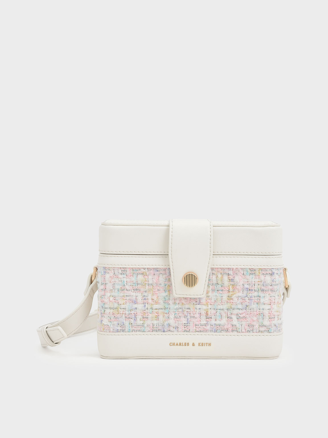 Light Pink Bronte Tweed Boxy Crossbody Bag CHARLES & KEITH US