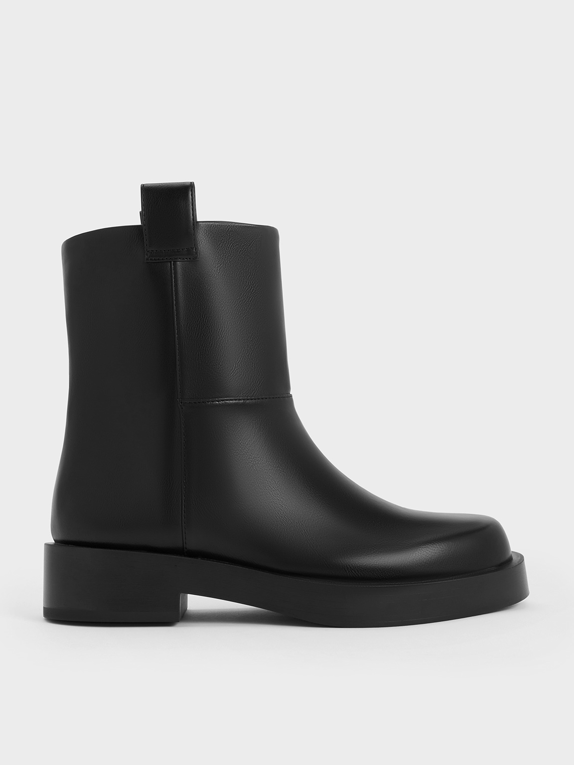 Black Double Pull-Tab Ankle Boots - CHARLES & KEITH International