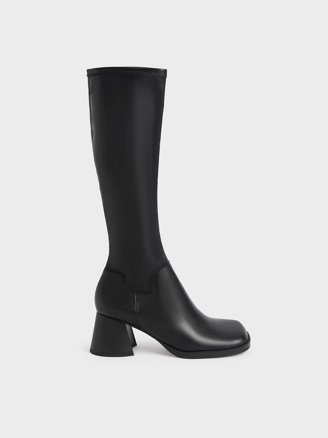 Black Leather Knee-High Boots - CHARLES 