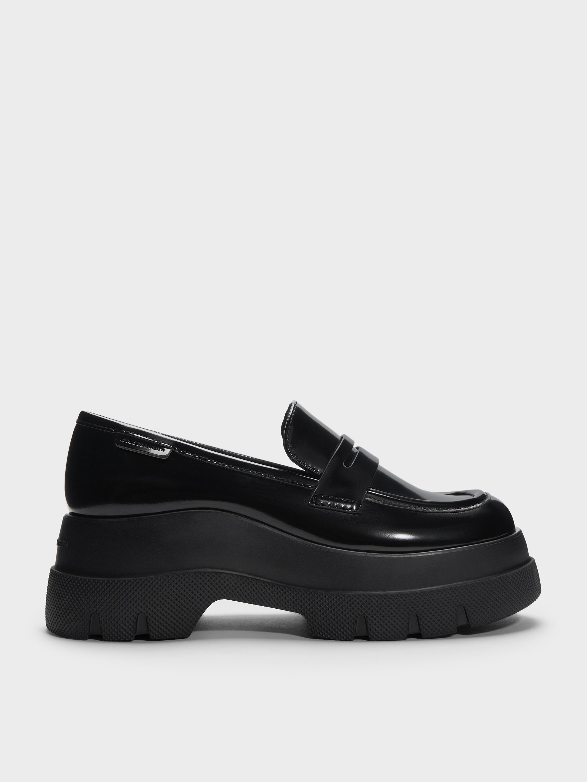 Charles & Keith - Leoi Platform Penny Loafers In Black