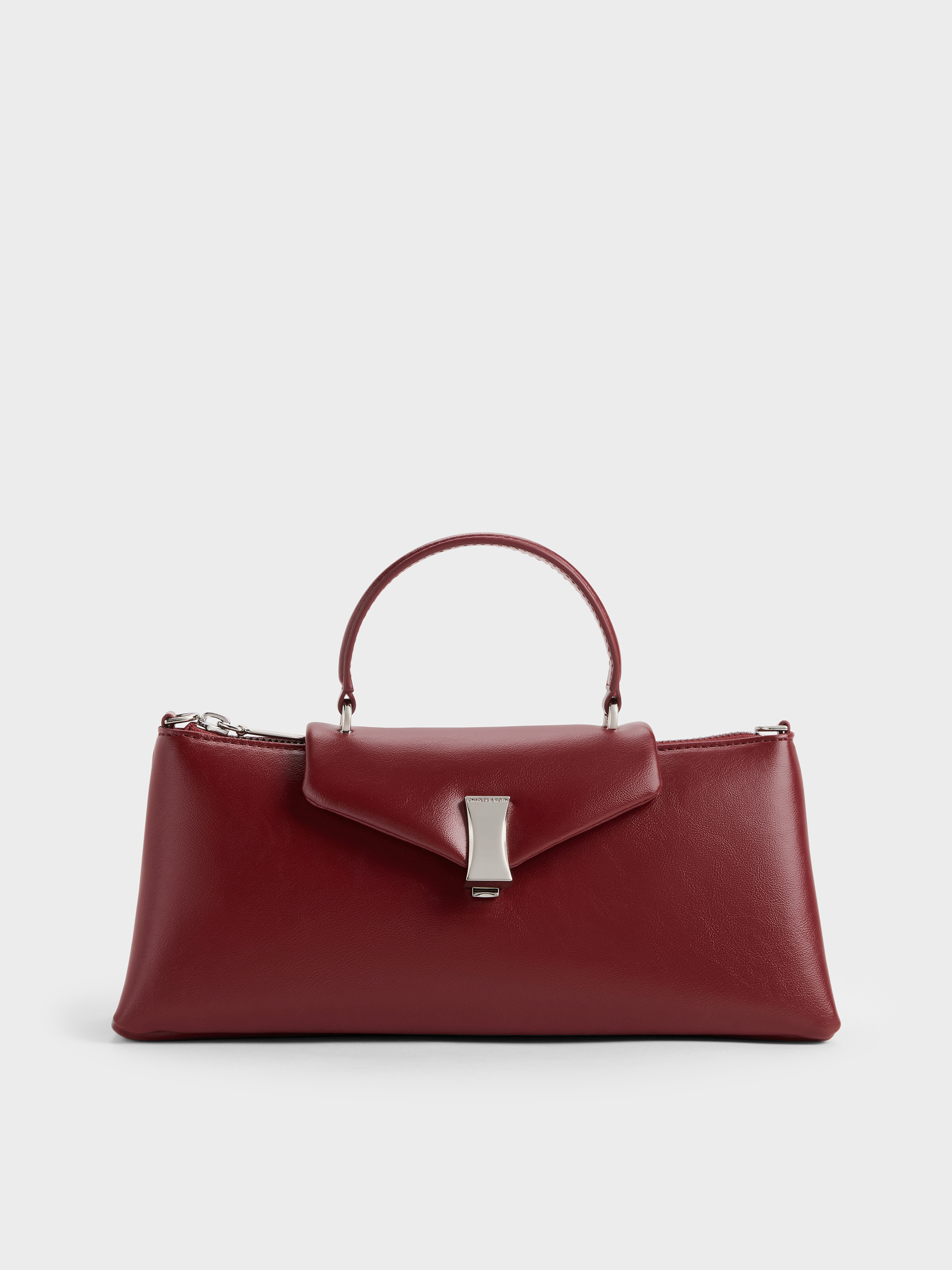 Lilibet Elongated Top Handle Bag - Burgundy - CHARLES & KEITH TW