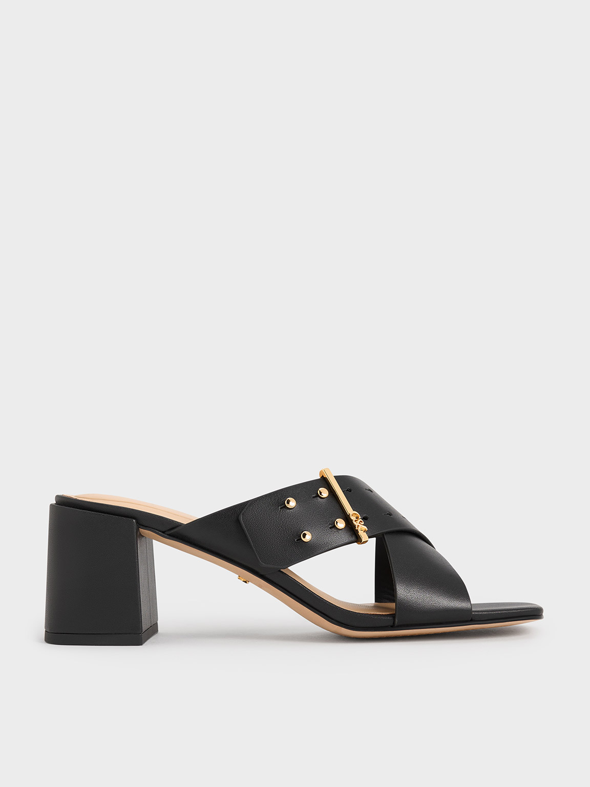 Black leather mules heel 2025
