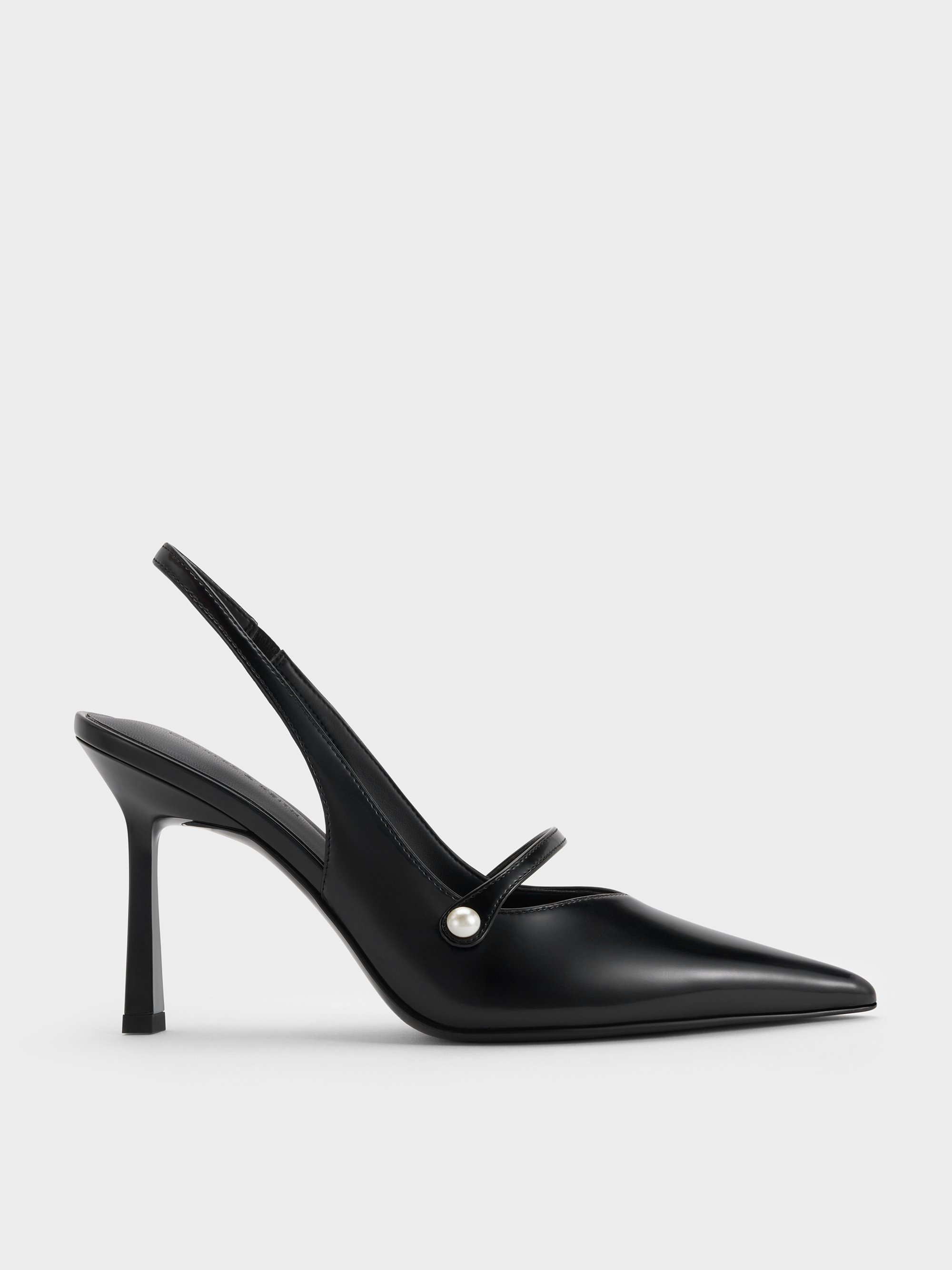 その他 Helen Black Box Helena Pearl-Buckle Pointed-Toe Slingback Pumps