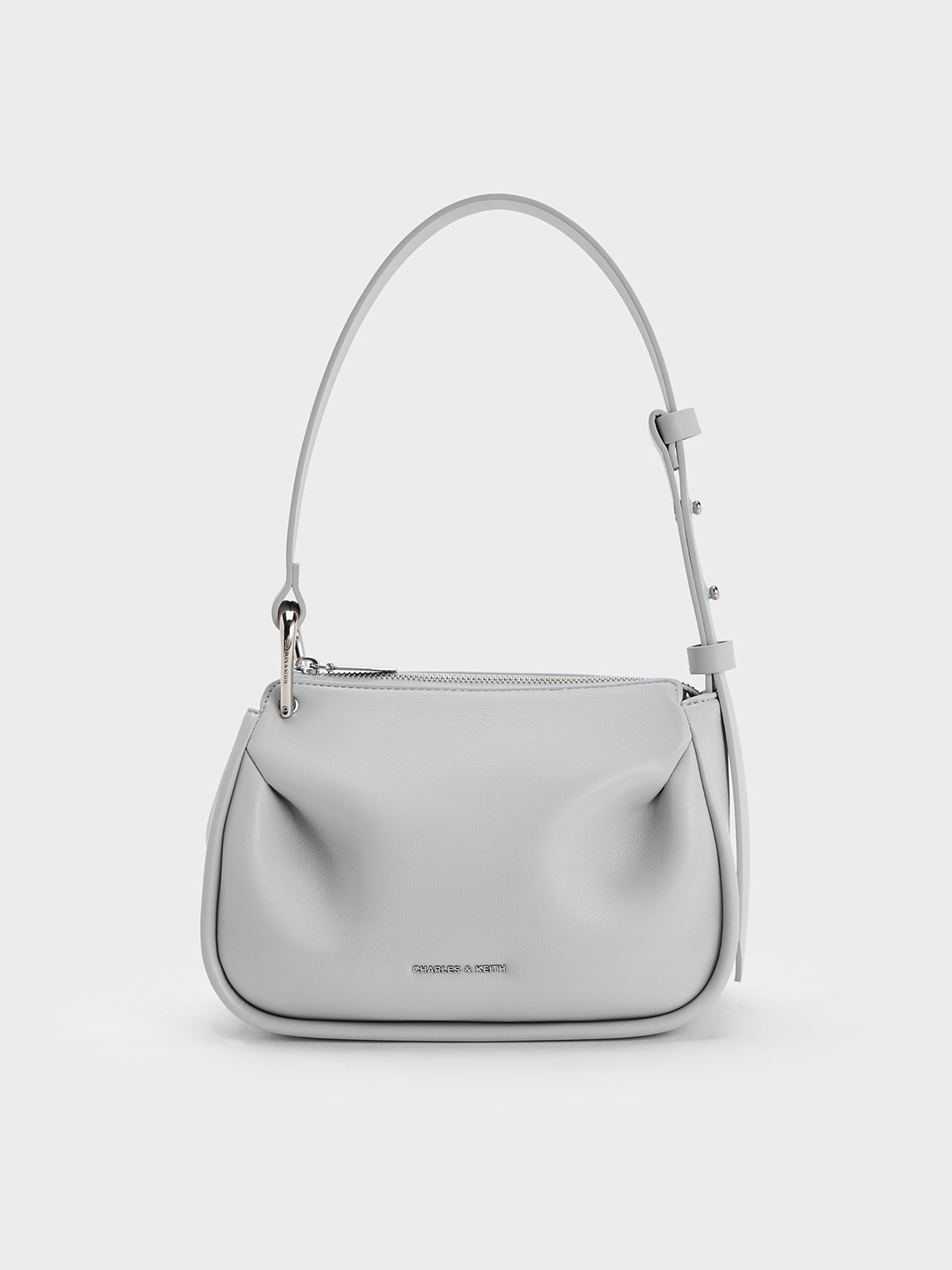 Shop Charles & Keith Lumen Padded Crossbody Bag In Grey