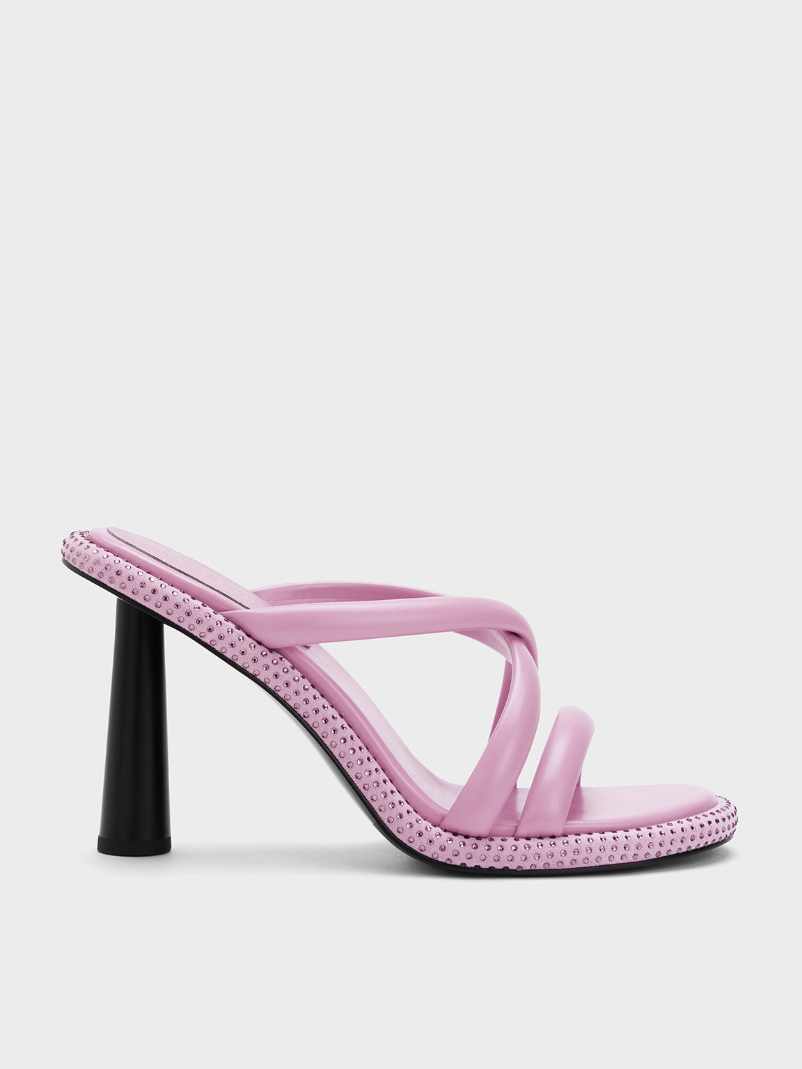 Charles & Keith Crossover Crystal-embellished Mules In Lilac