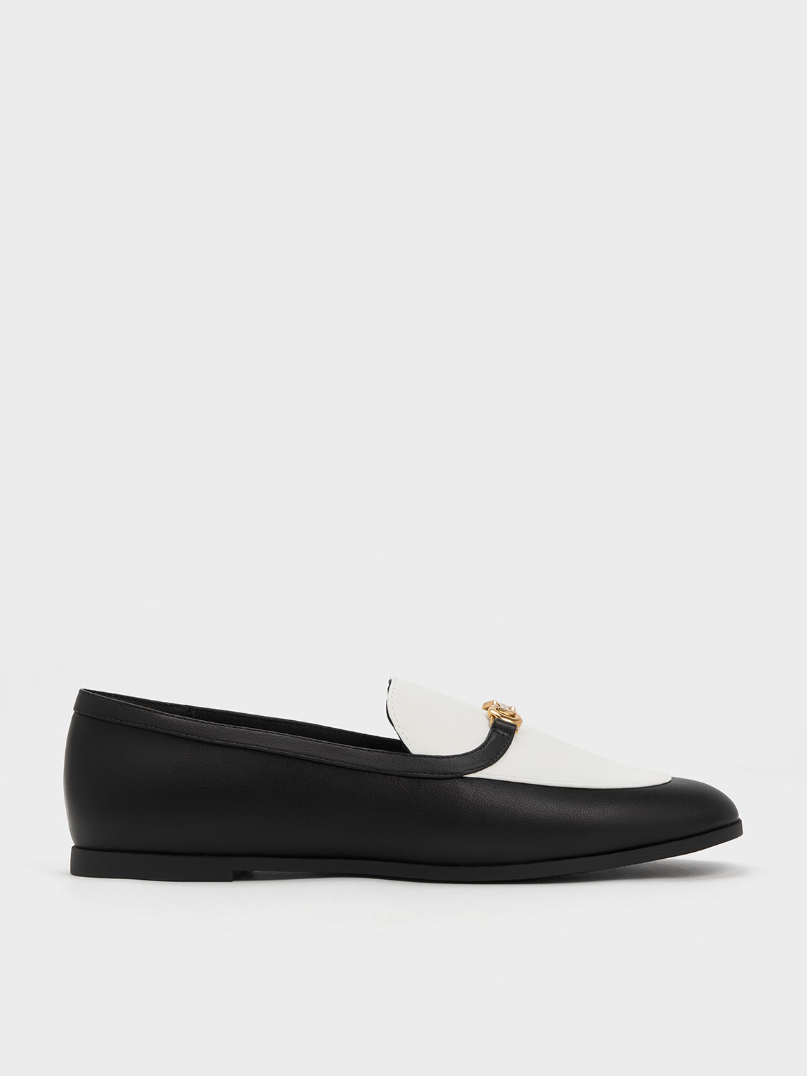 Charles & Keith Metallic Accent Two-tone Round-toe Loafers In Multi