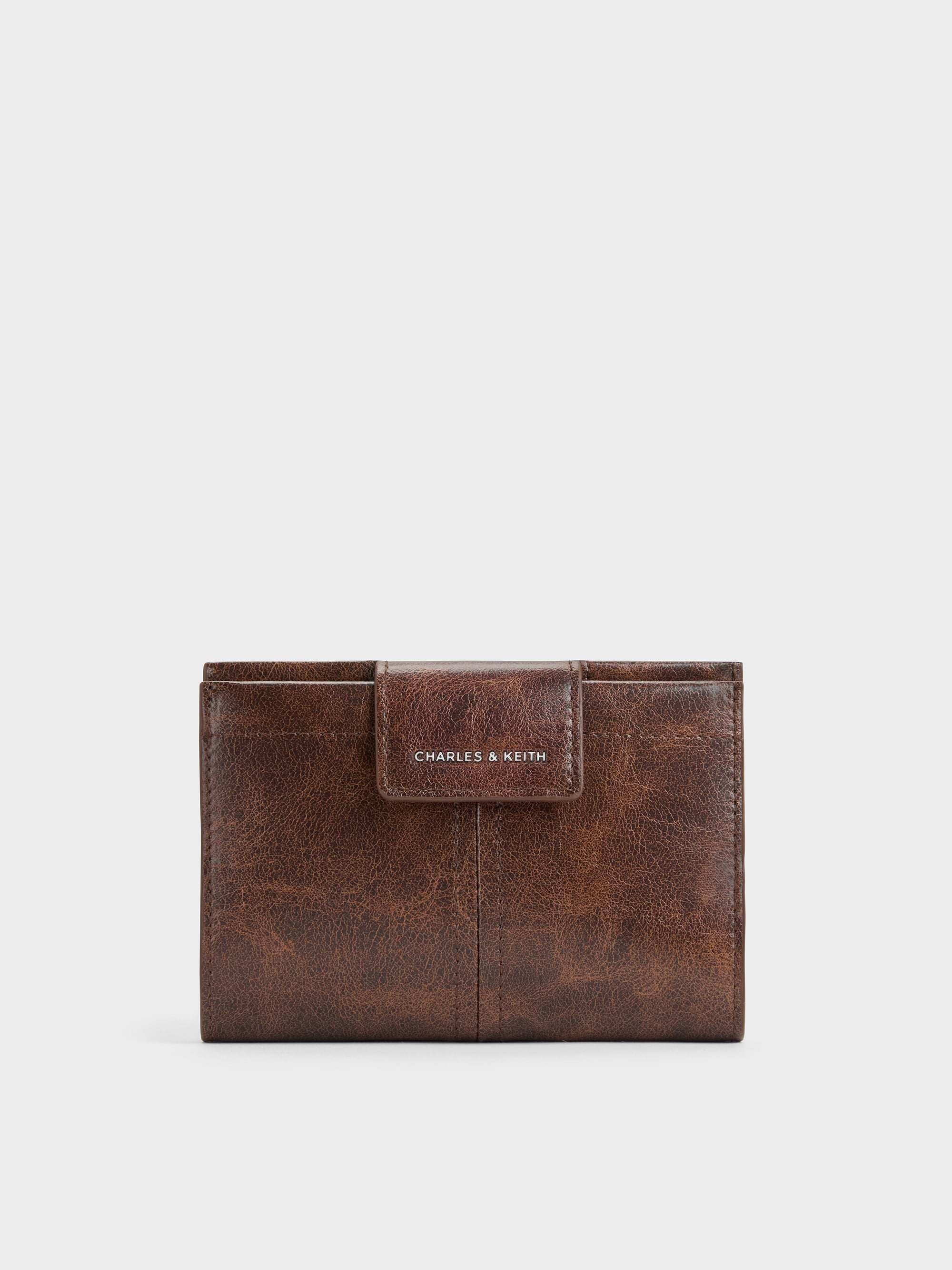 Charles & Keith - Noane Passport Holder In Distressed Coffee
