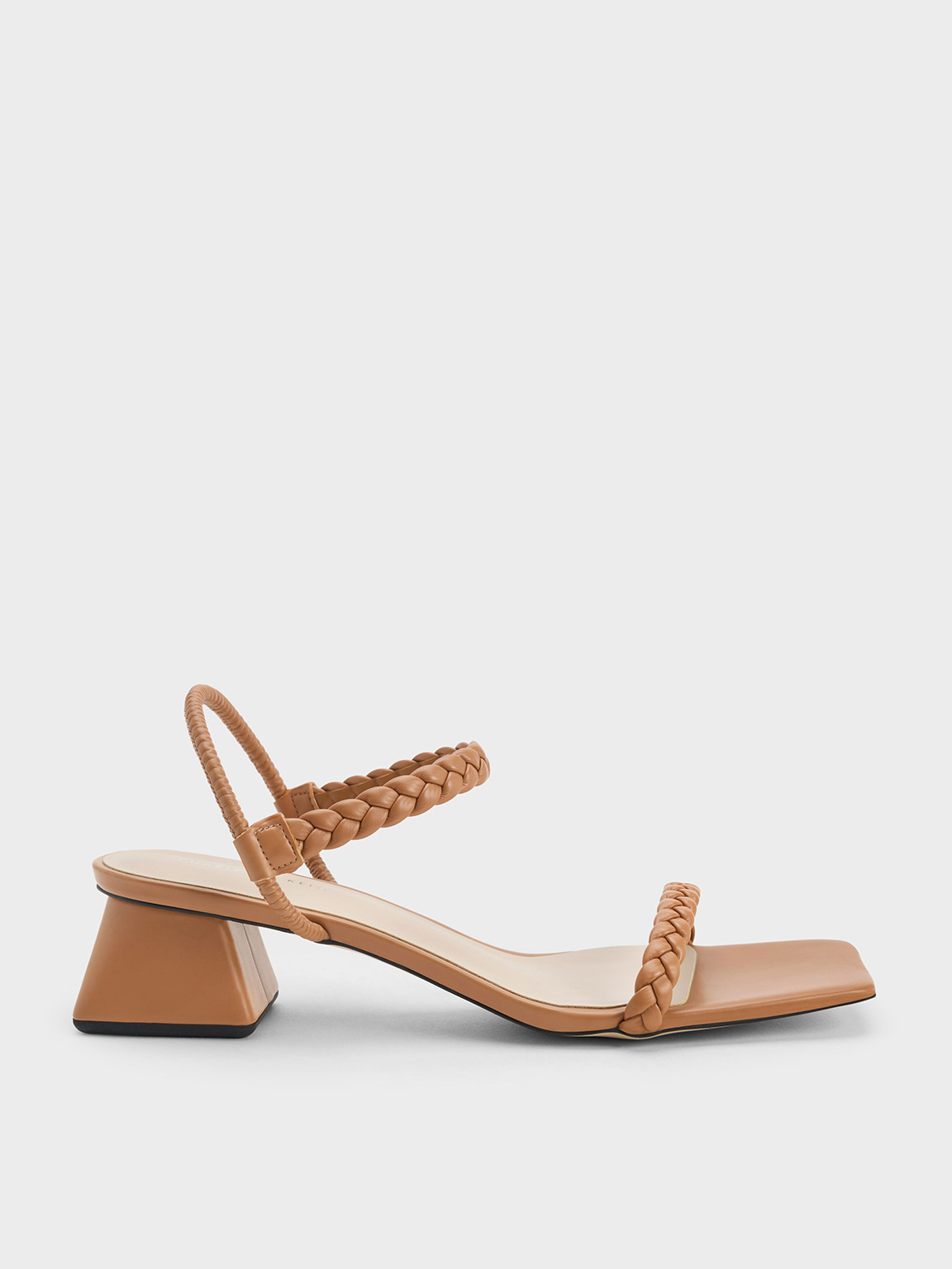 Charles & Keith Braided Back Strap Sandals In Caramel
