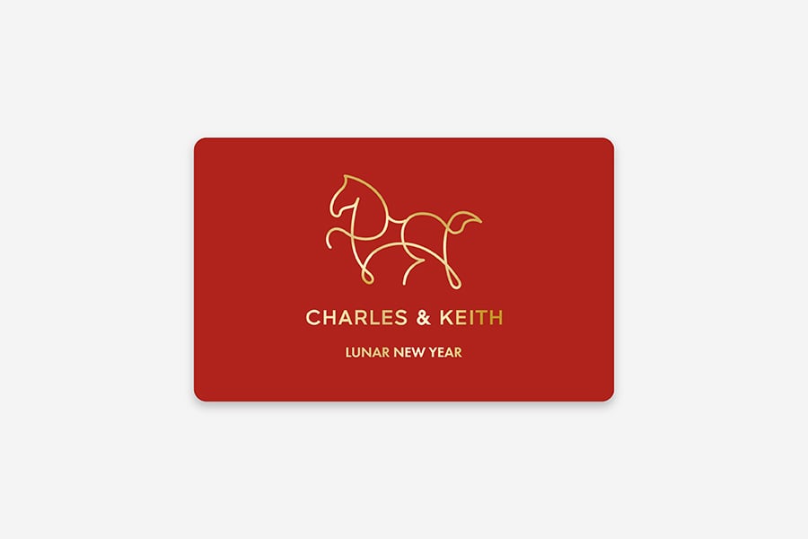 Lunar New Year Gift Card - Horse Line Art, Animal Print Red, giftLanding