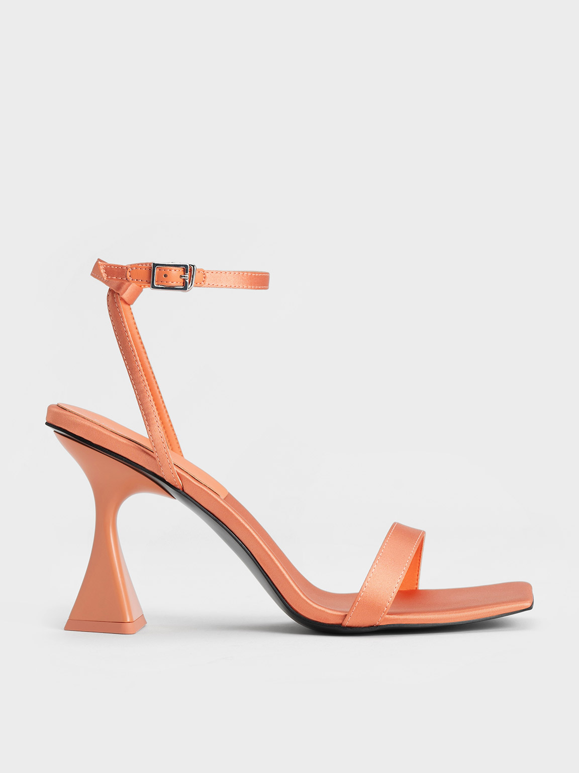 Peach Recycled Polyester Ankle Strap Sandals | CHARLES & KEITH