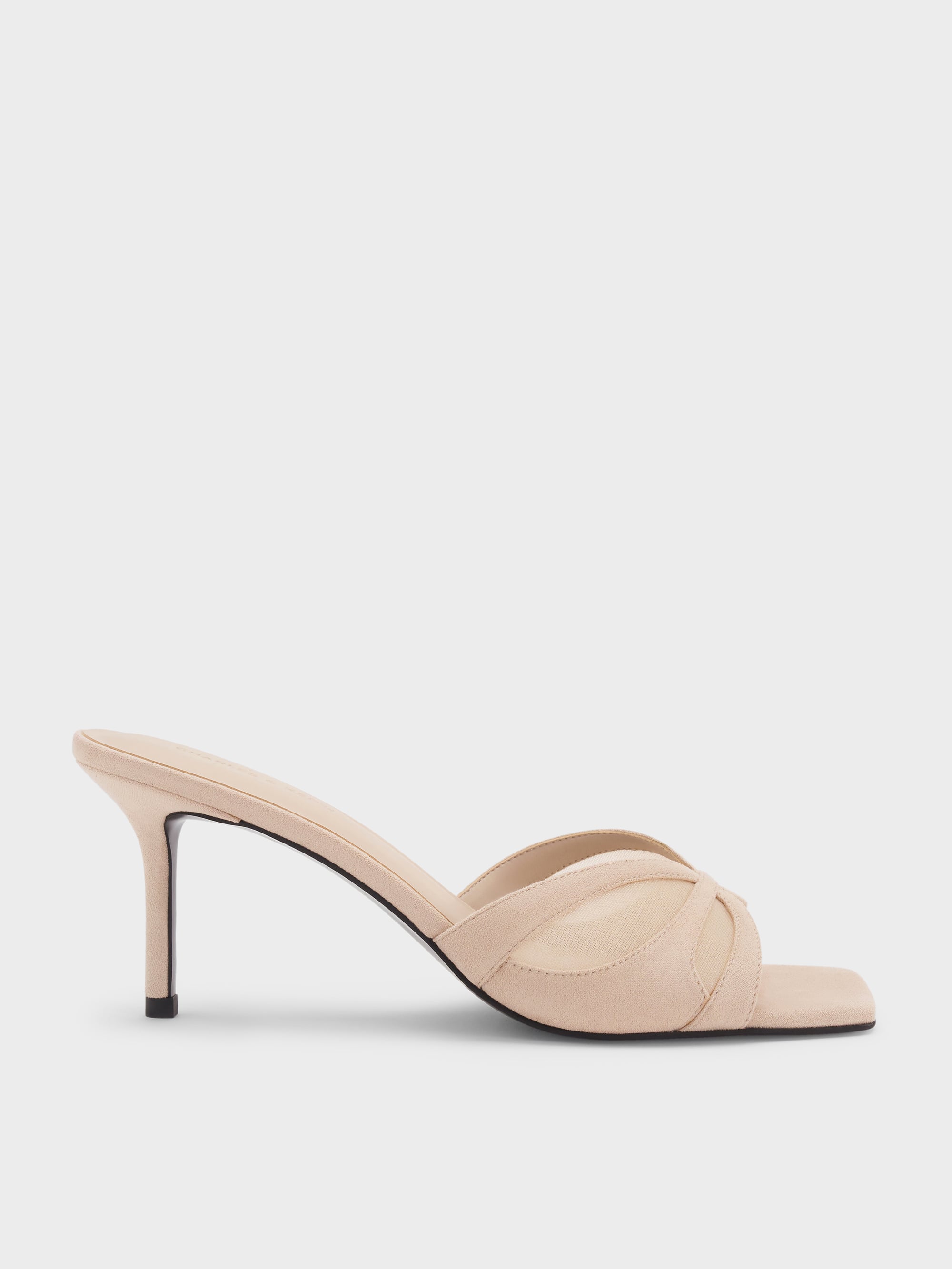 CHARLES & KEITH - Faux Suede & Mesh Heeled Mules