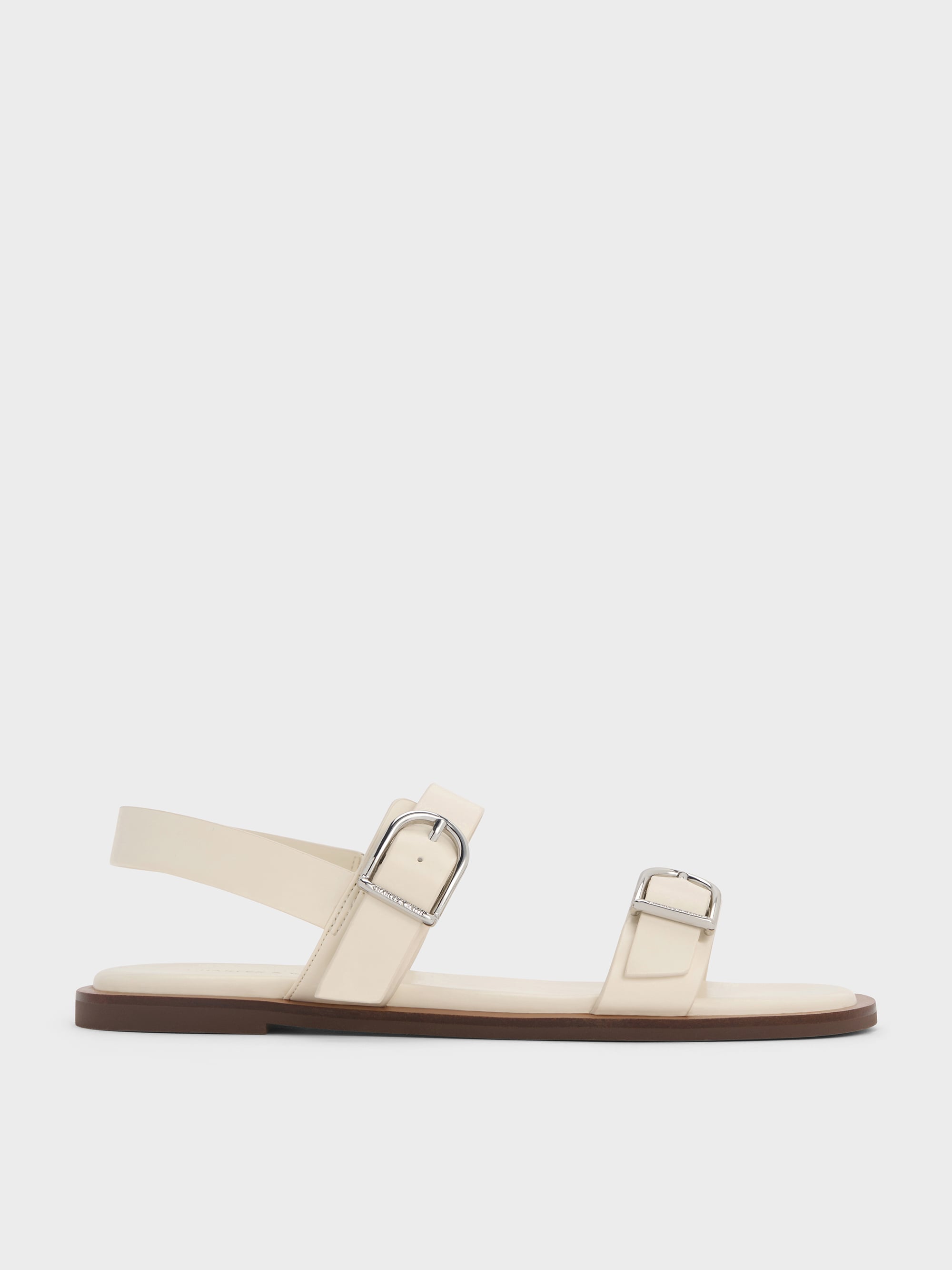 Double-Strap Slingback Sandals - Cream - CHARLES & KEITH US