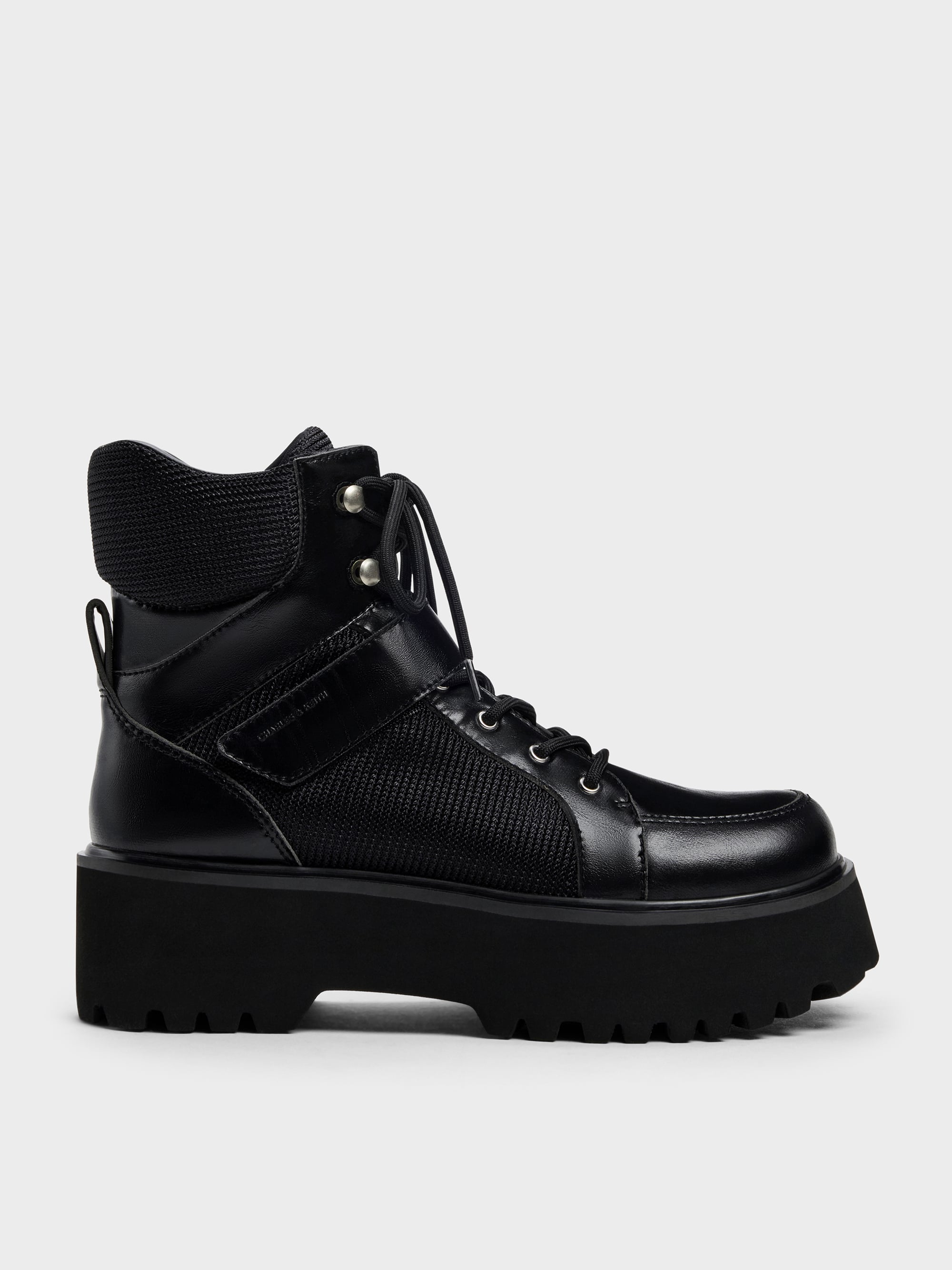 Eliot Platform Combat Boots - Black - CHARLES & KEITH US