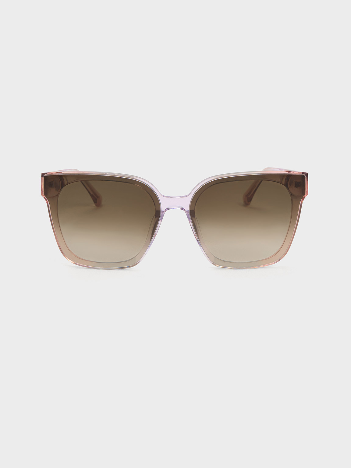 Charles & Keith Square Thick-frame Sunglasses In Pink