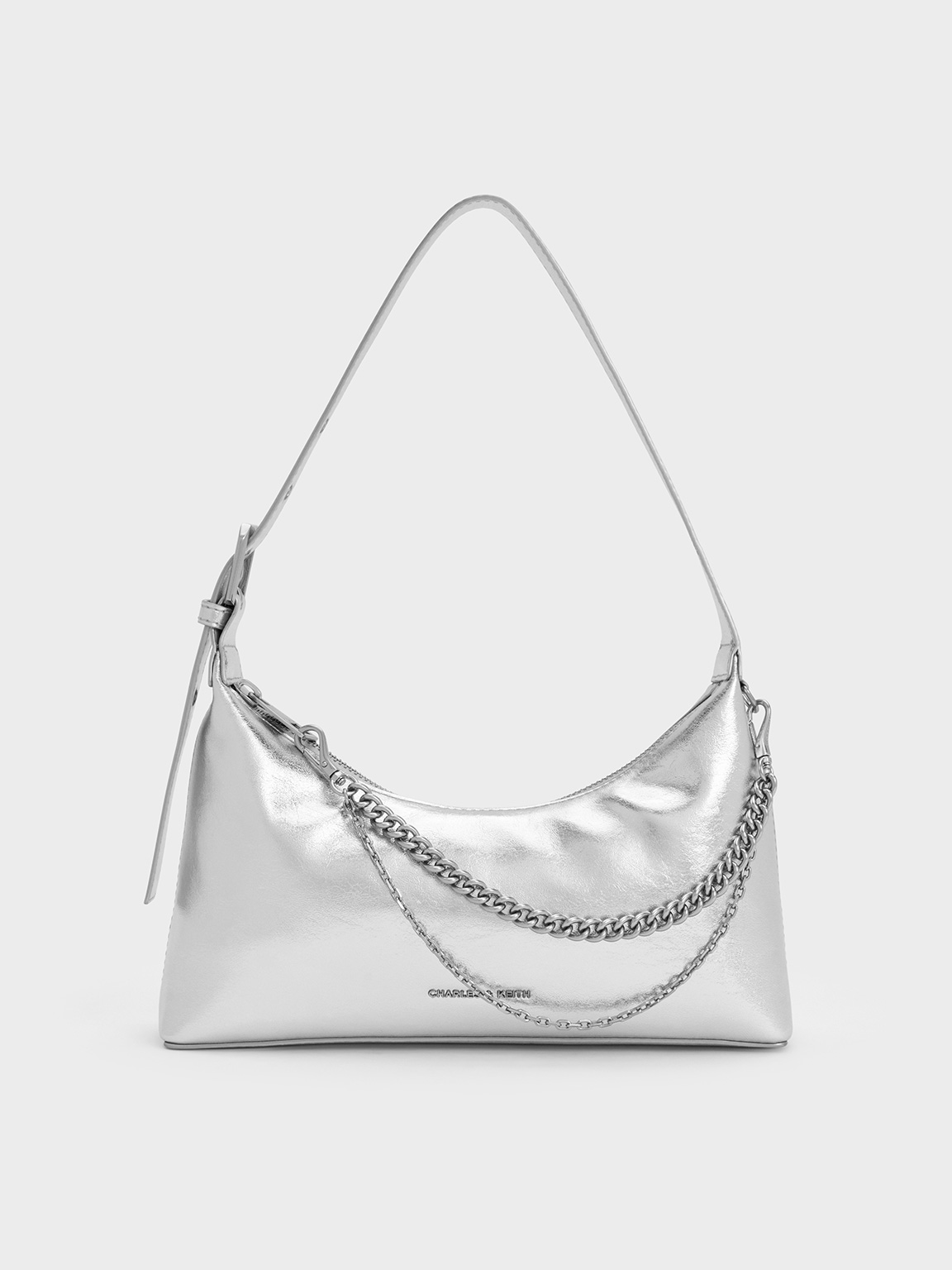 Silver Atwood Chain-Embellished Shoulder Bag - CHARLES