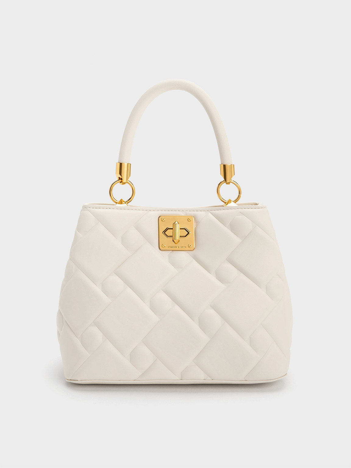 Cream Tillie Quilted Top Handle Bag - CHARLES & KEITH International