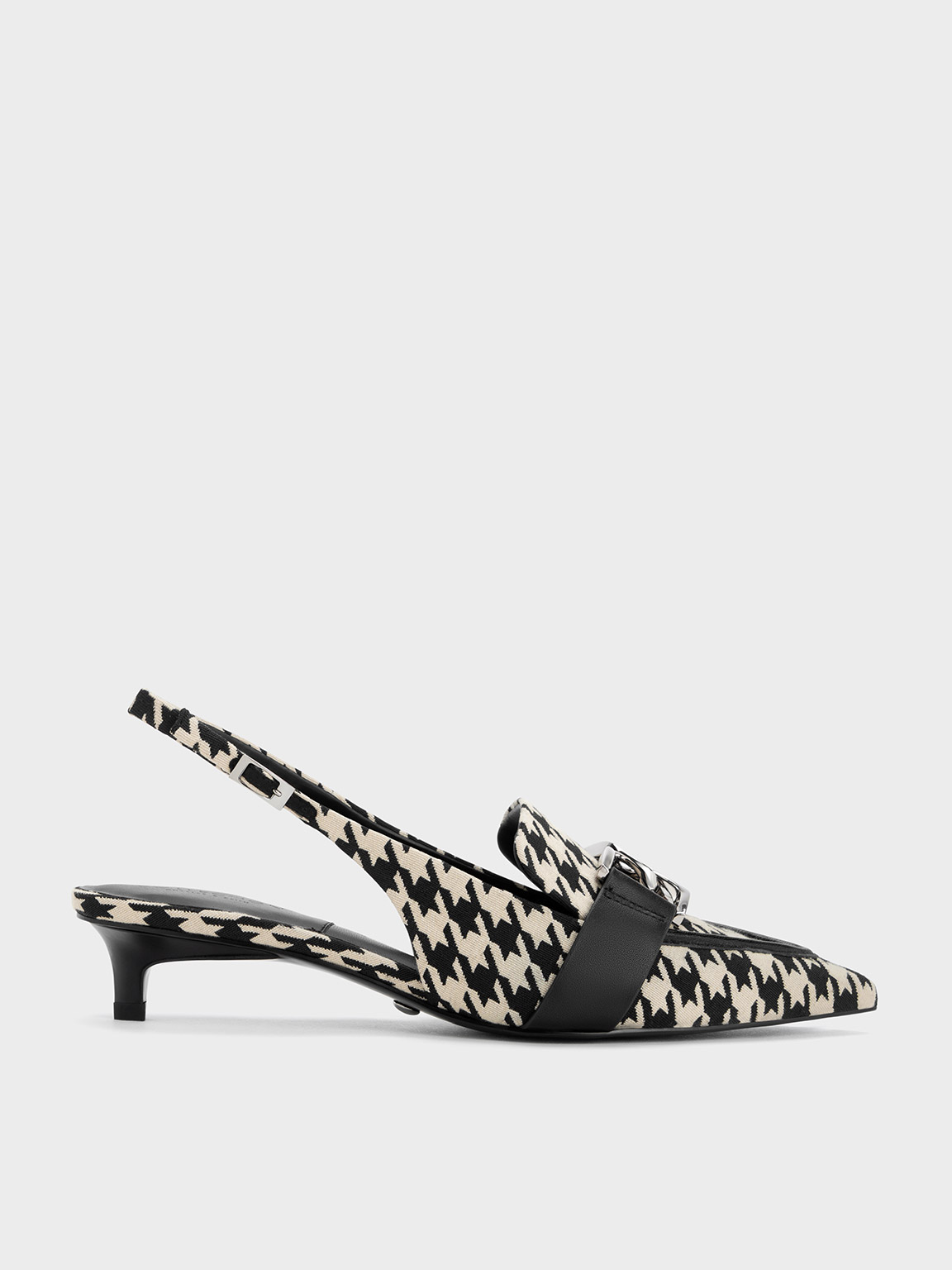 Charles & Keith Gabine Leather Houndstooth Slingback Pumps In Multi