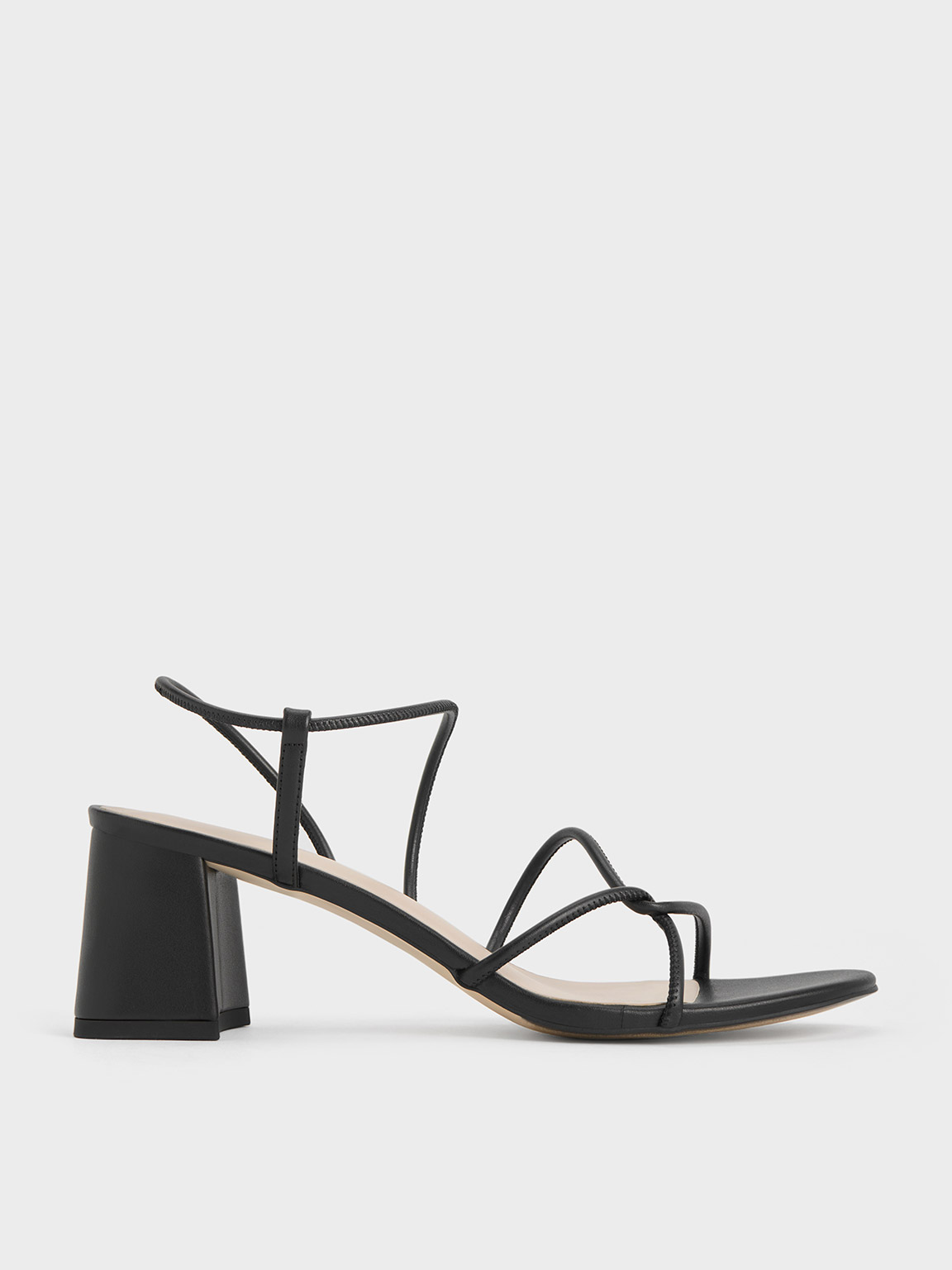 Charles & Keith Meadow Strappy Block Heel Sandals In Black