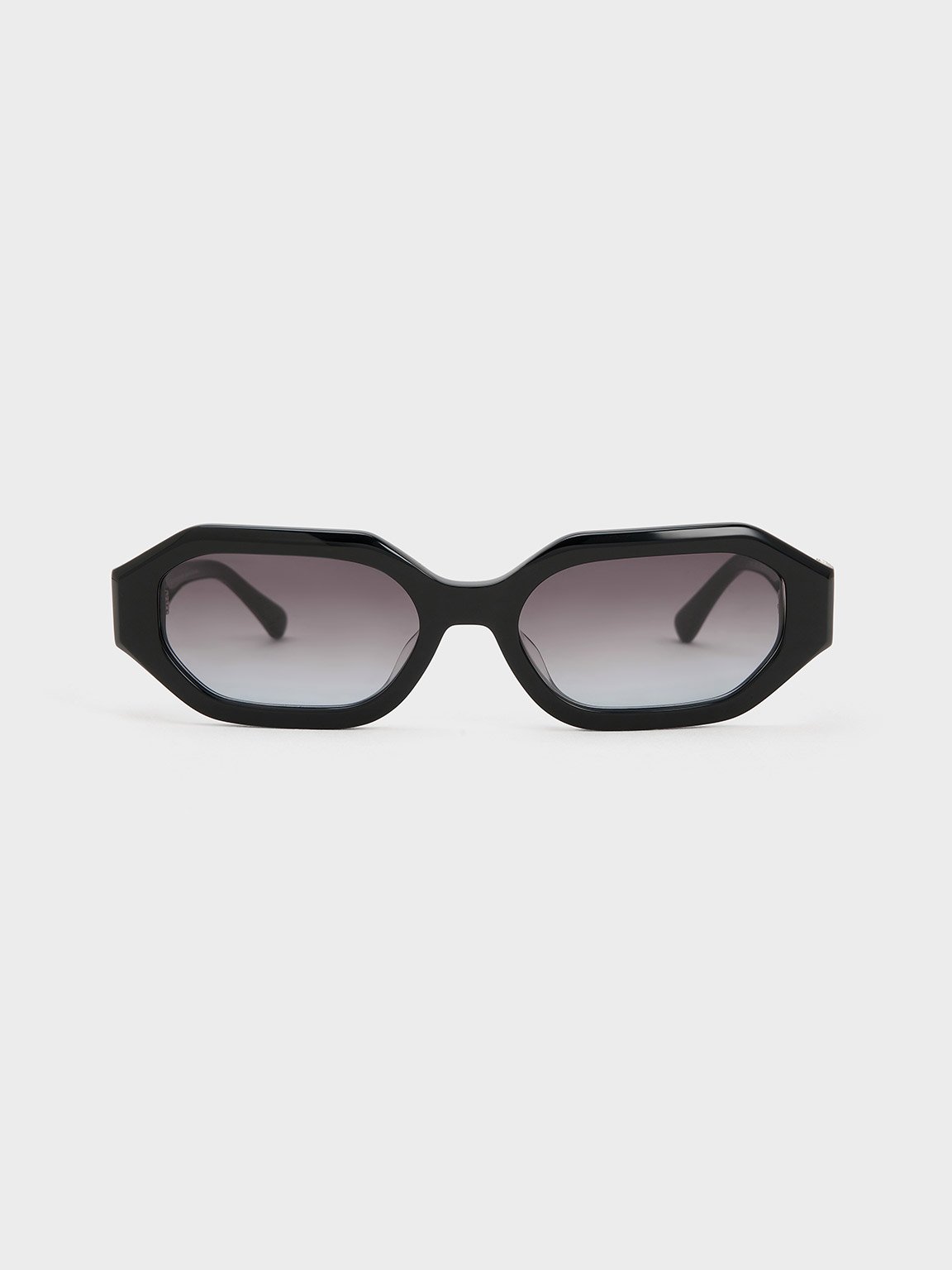 Charles & Keith Gabine Recycled Acetate Oval Sunglasses In Black