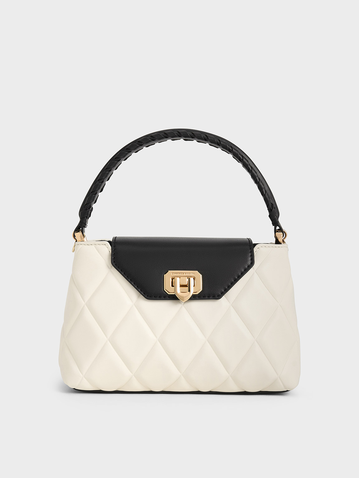 Charles & Keith Arwen Quilted Braided-strap Top Handle Bag In Multi
