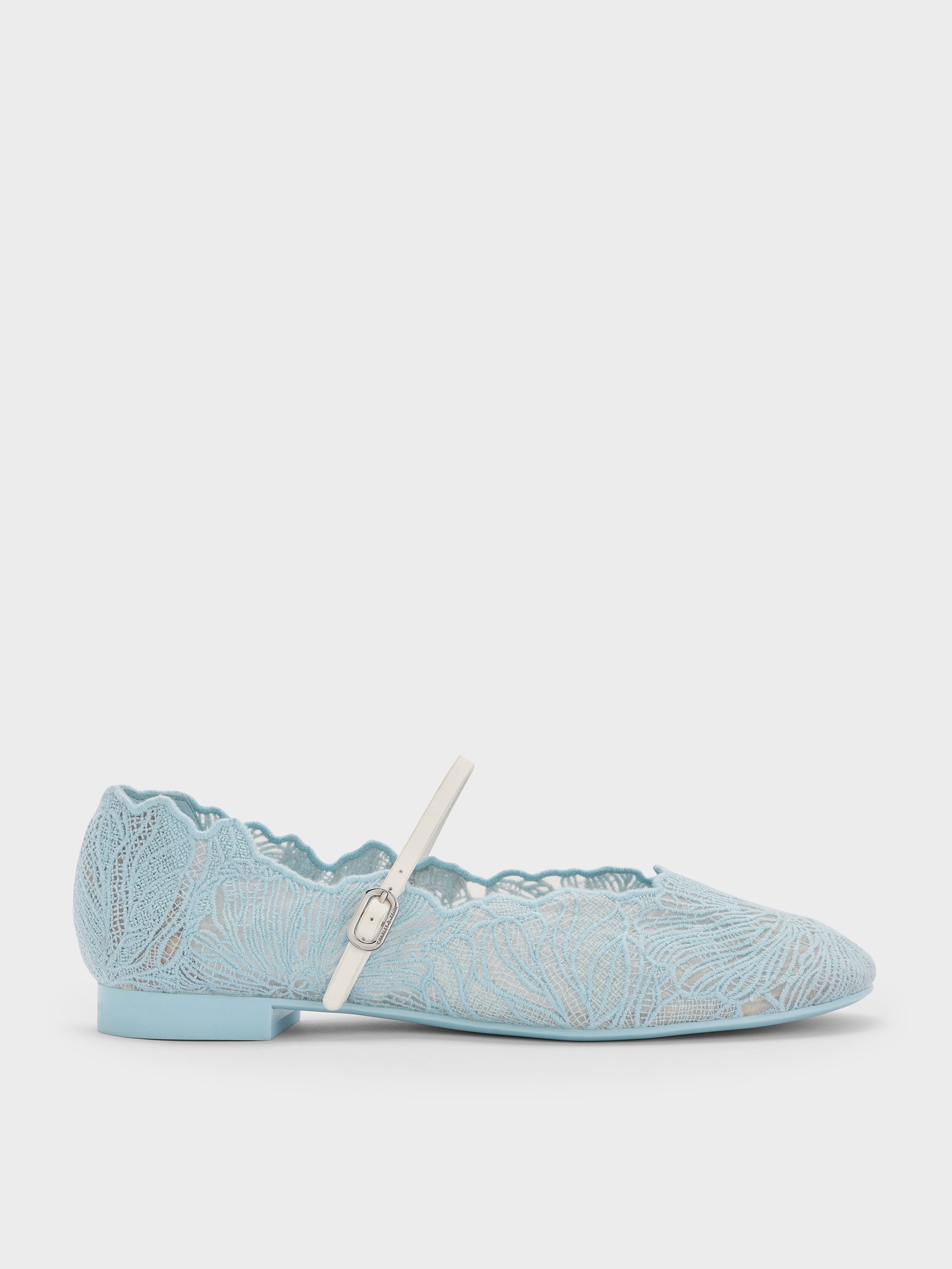 ★CHARLES&KEITH Meja Crochet Floral Mary Jane Flats/送料込 Blue Meja Floral Mary Jane Flats - CHARLES & KEITH CH
