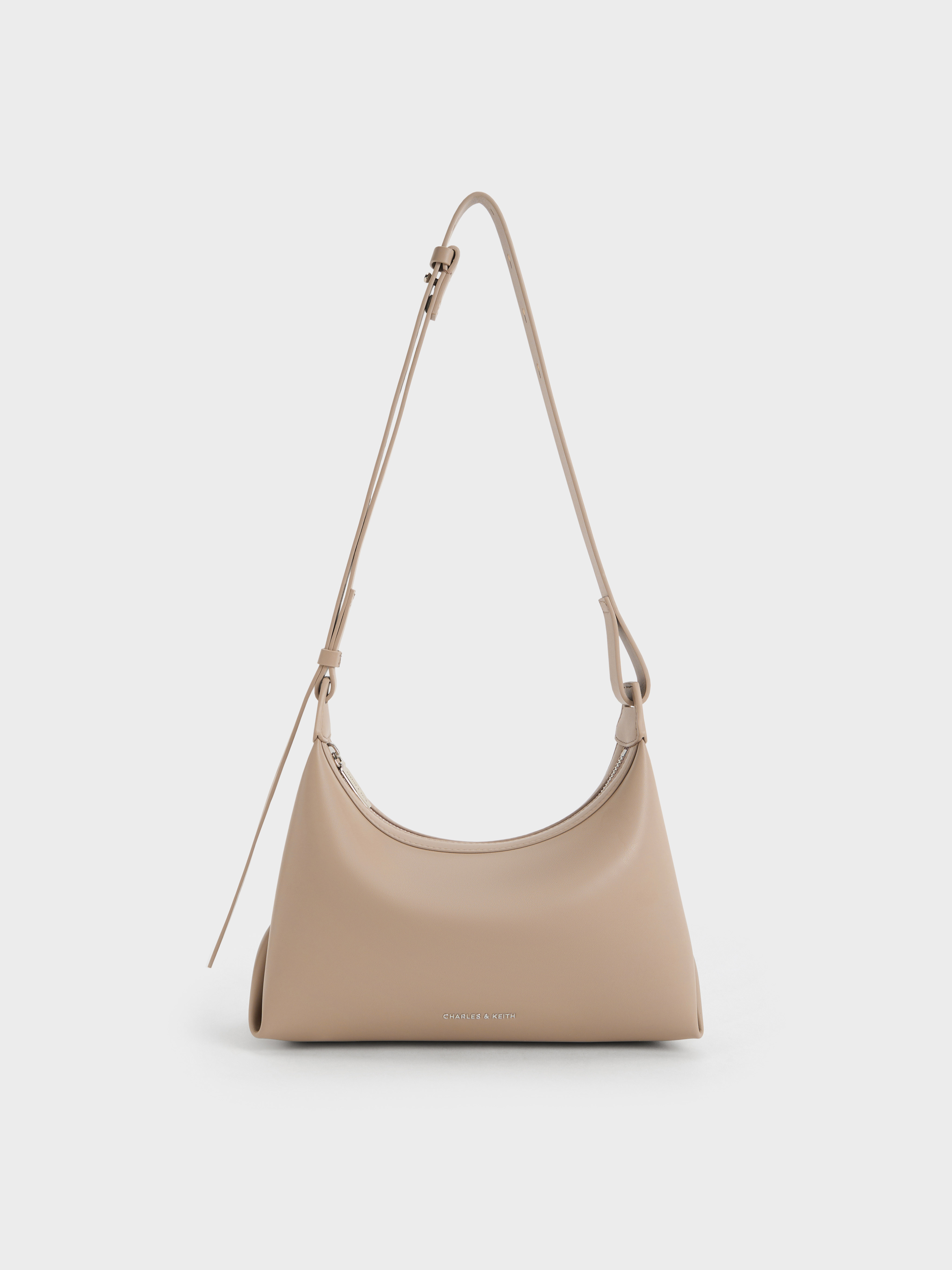 Shop Charles & Keith Aurelie Trapeze Hobo Bag In Taupe