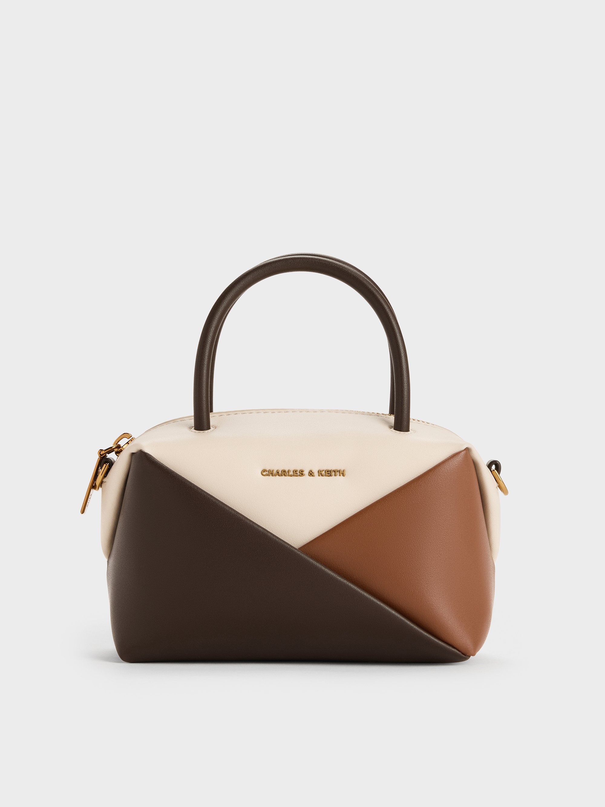 Midori 撞色手提托特包- Multi Brown | CHARLES & KEITH HK