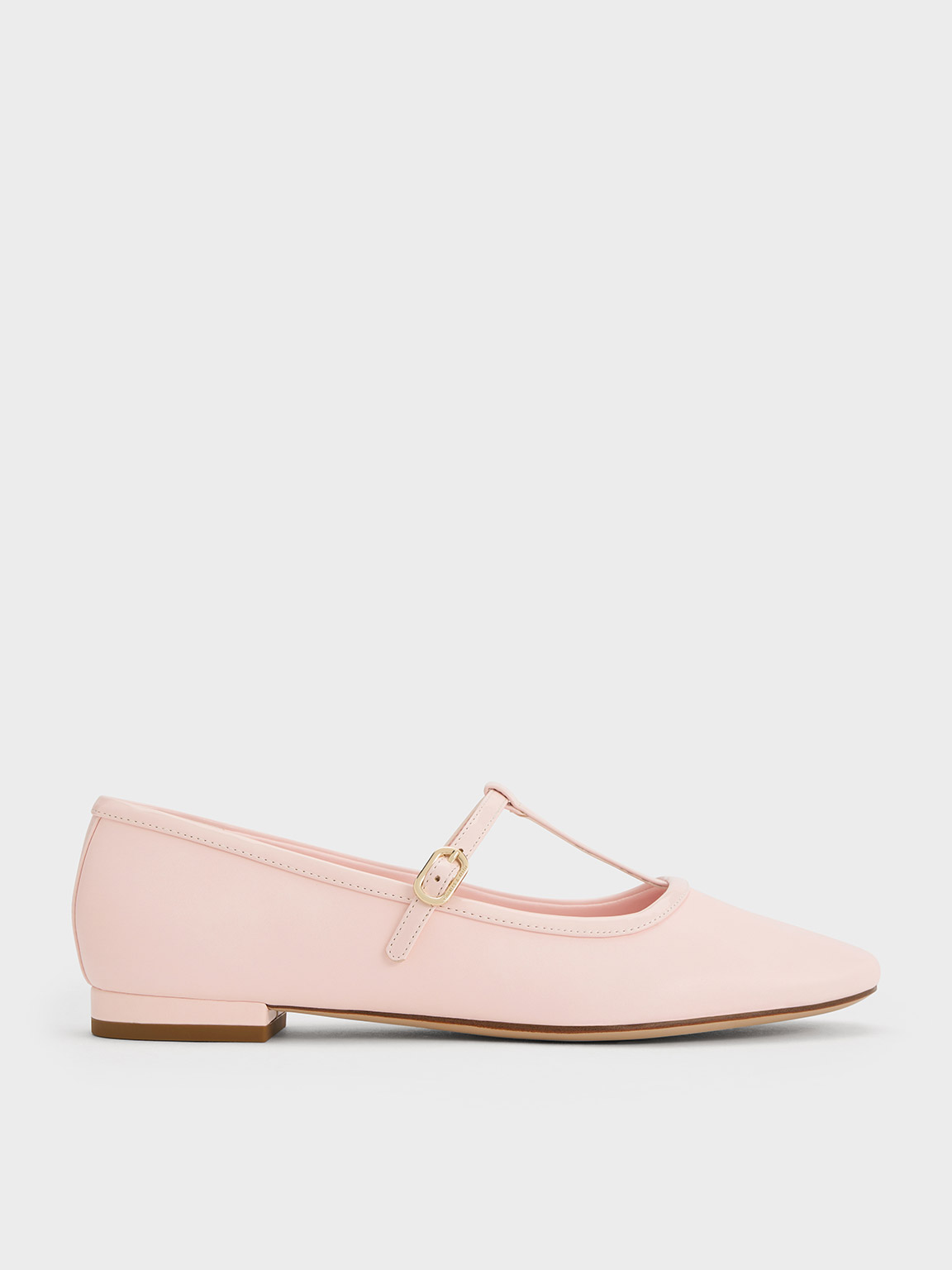 Charles & Keith T-bar Mary Jane Flats In Light Pink