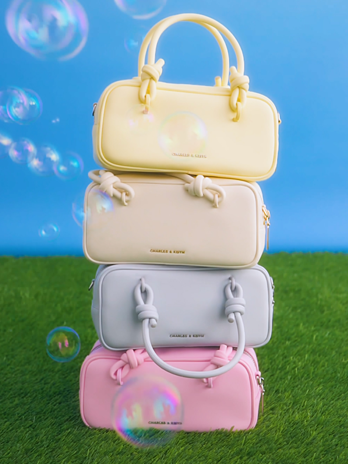 Sammie Knotted-Handle Elongated Bag, Bubble Gum Pink, hi-res