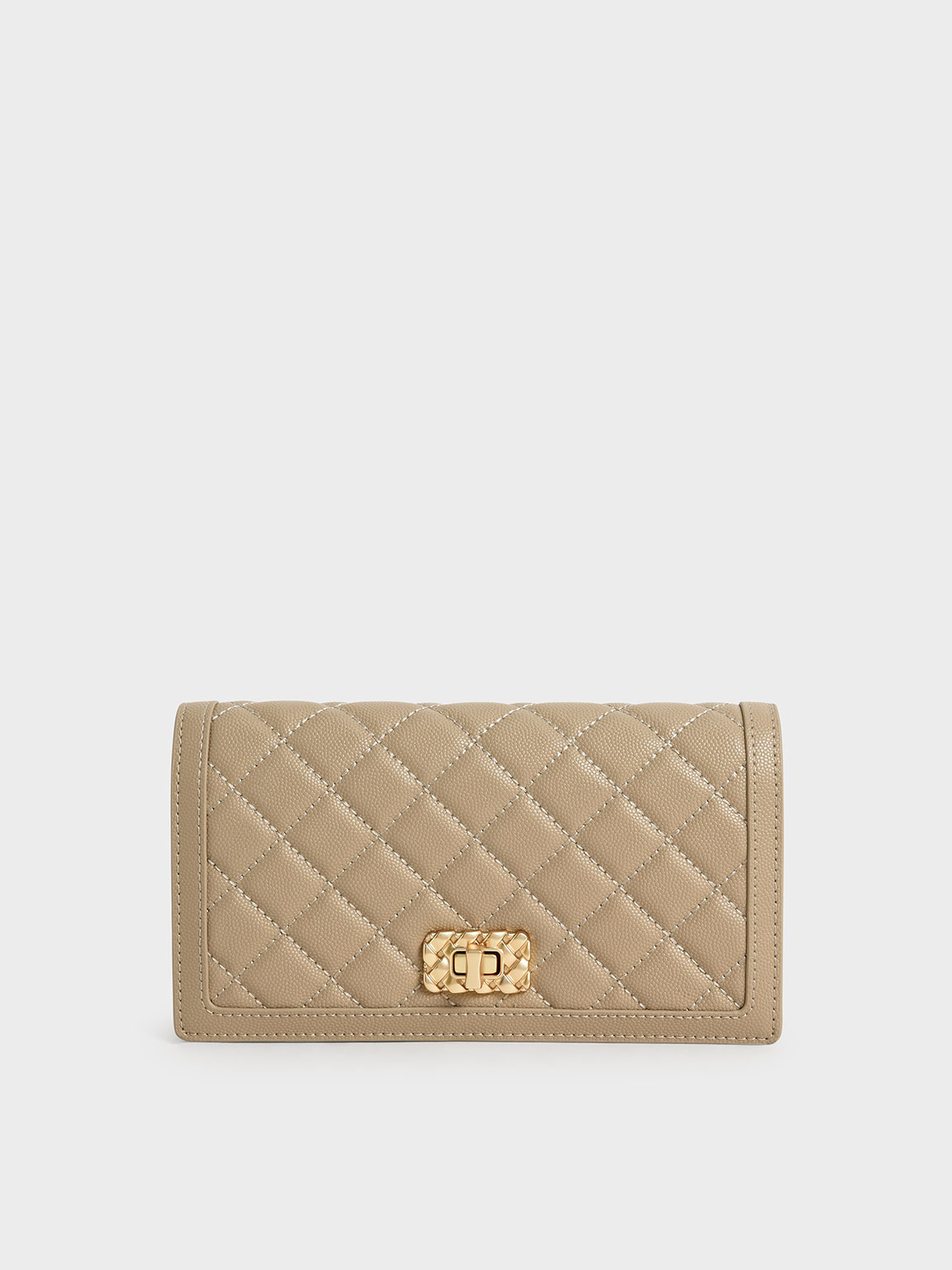 Sand Micaela Quilted Long Wallet - CHARLES & KEITH SG