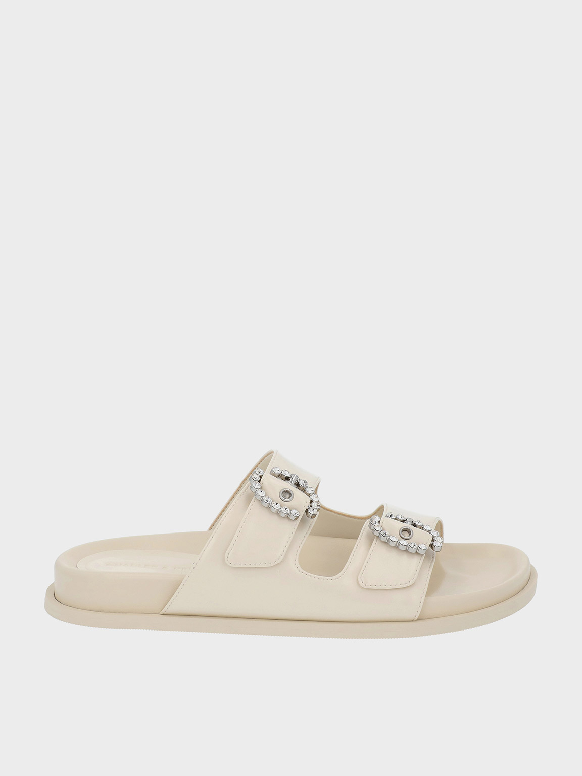 Shop Charles & Keith - Embellished Buckle Sandals In Chalk