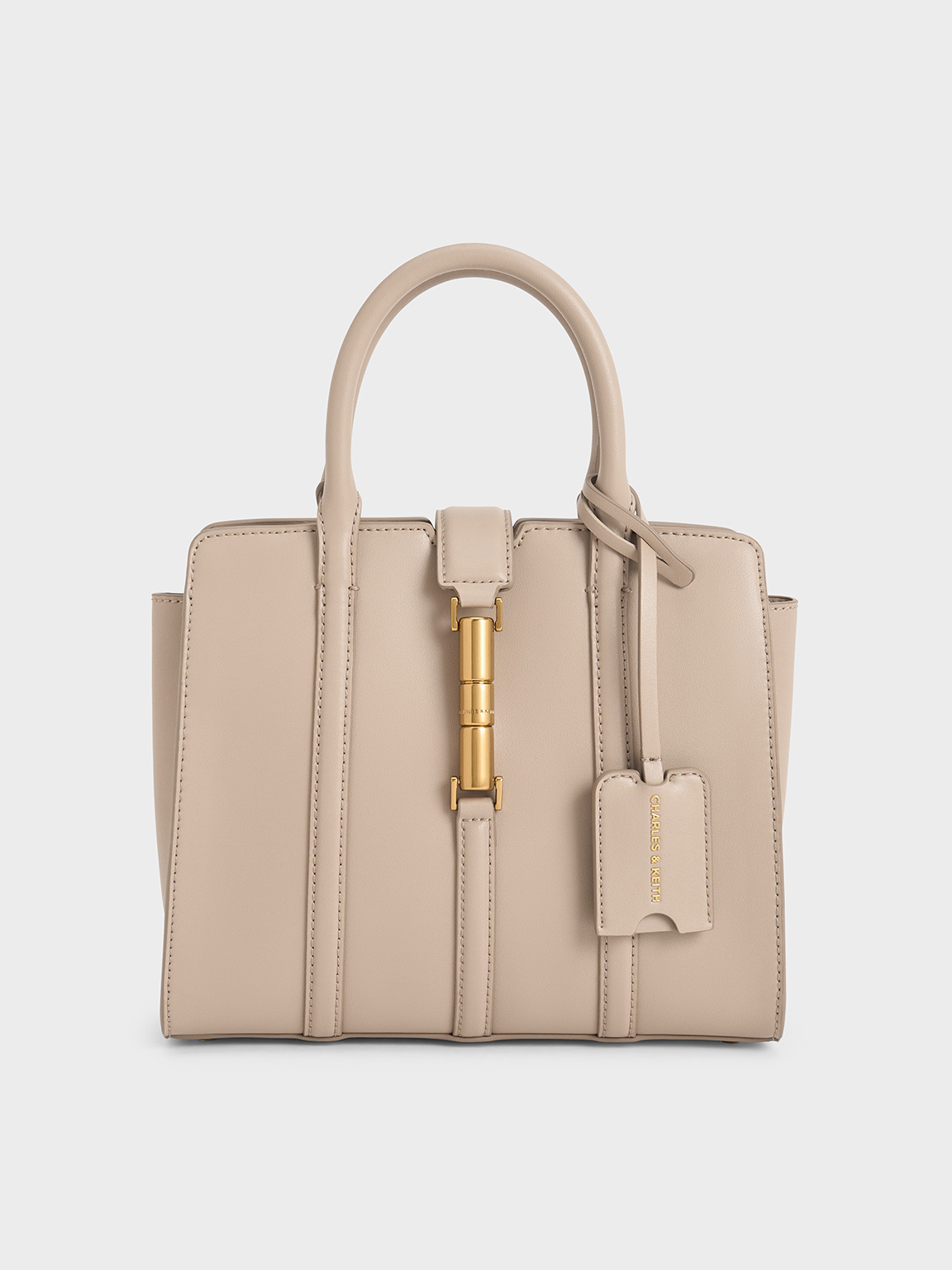 Charles & Keith Cesia Metallic Accent Tote Bag In Neutral