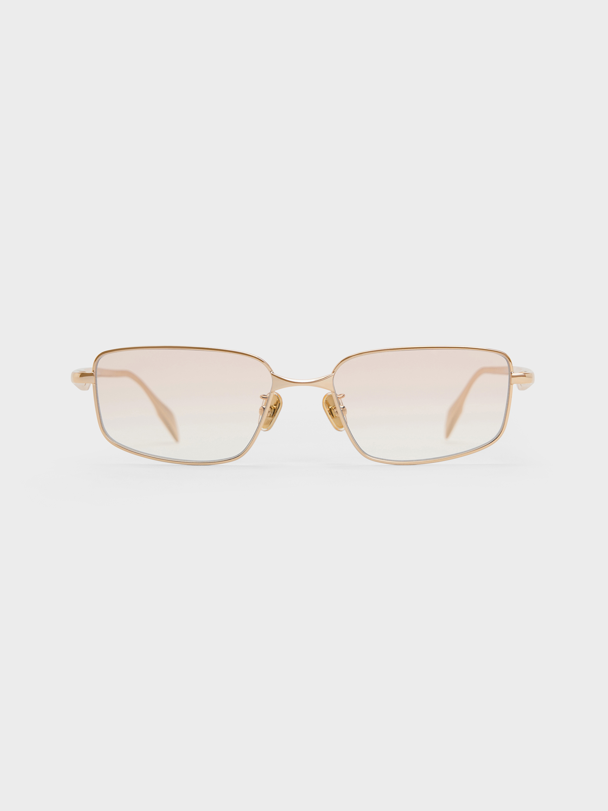 Charles & Keith - Celestia Metal-rim Tinted Rectangular Sunglasses In Gold