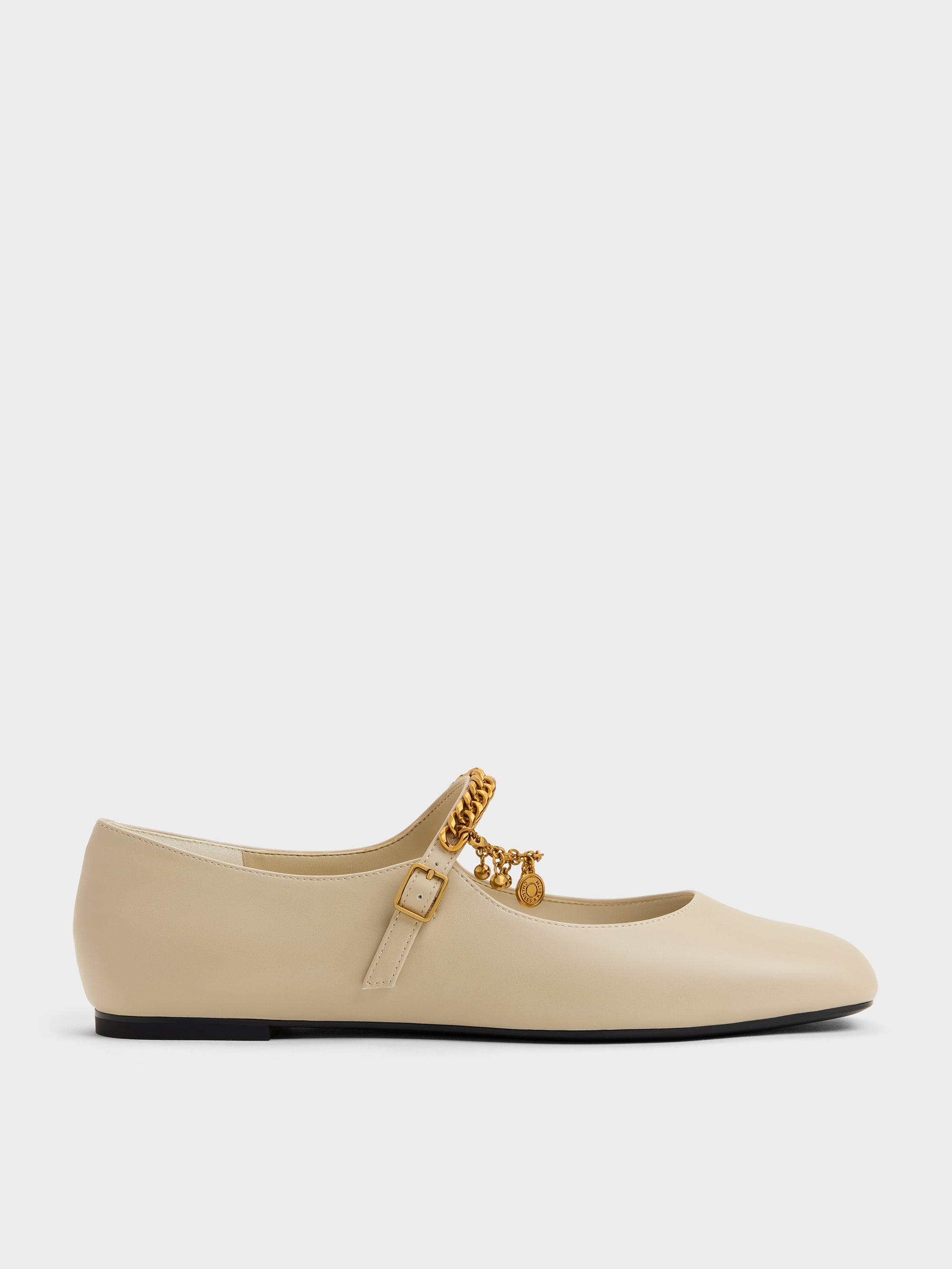 Sapatilha Mary Jane com Corrente Dupla - Giz - CHARLES & KEITH BR