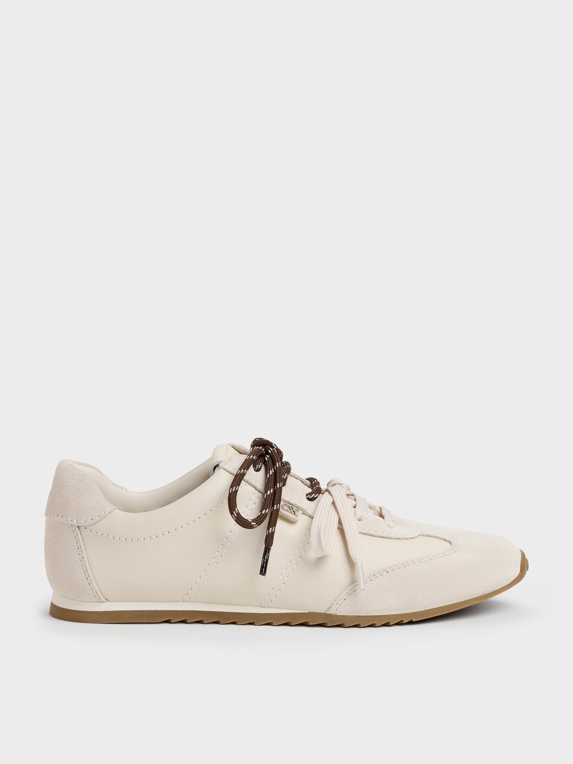 Charles & Keith - Jace Leather & Suede Sneakers In Chalk