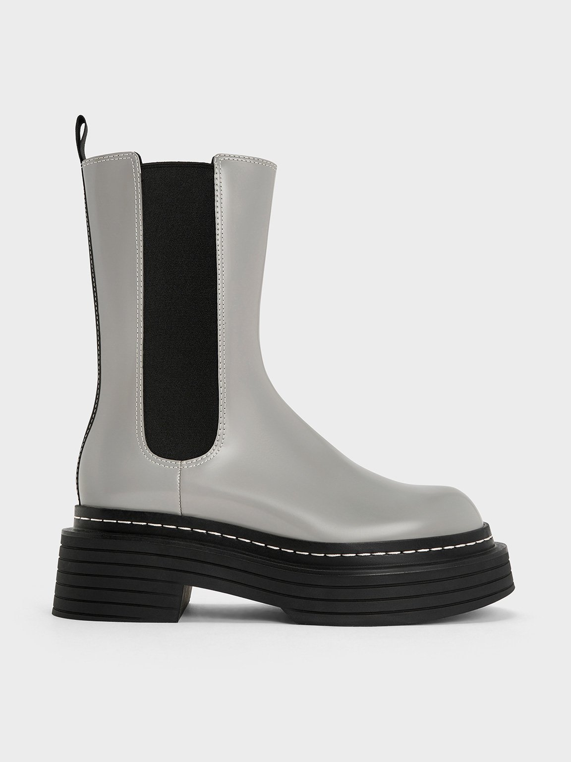 Charles & Keith Rhys Chelsea Calf Boots In Grey