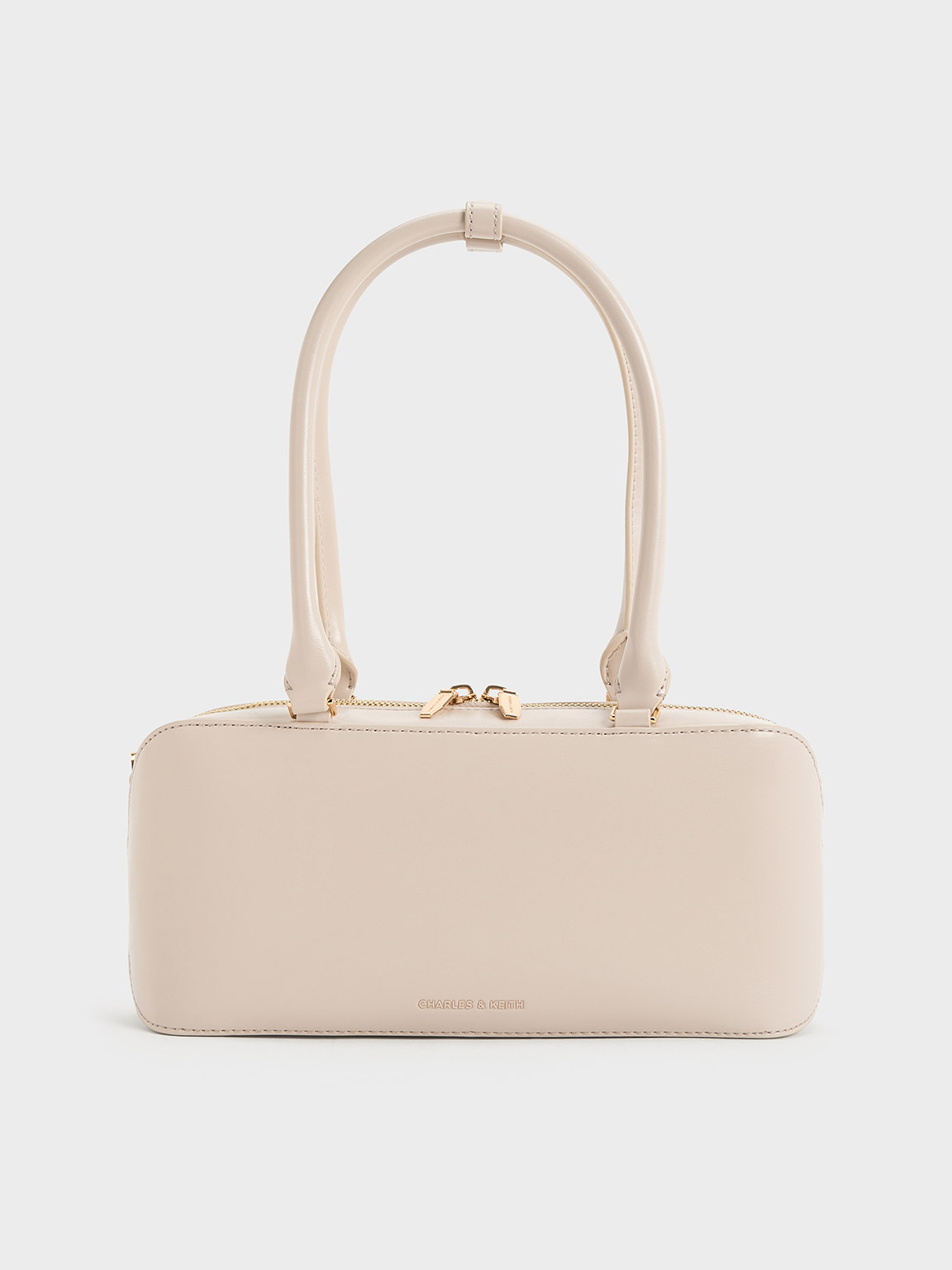 Shop Charles & Keith Wisteria Elongated Tote Bag In Oat
