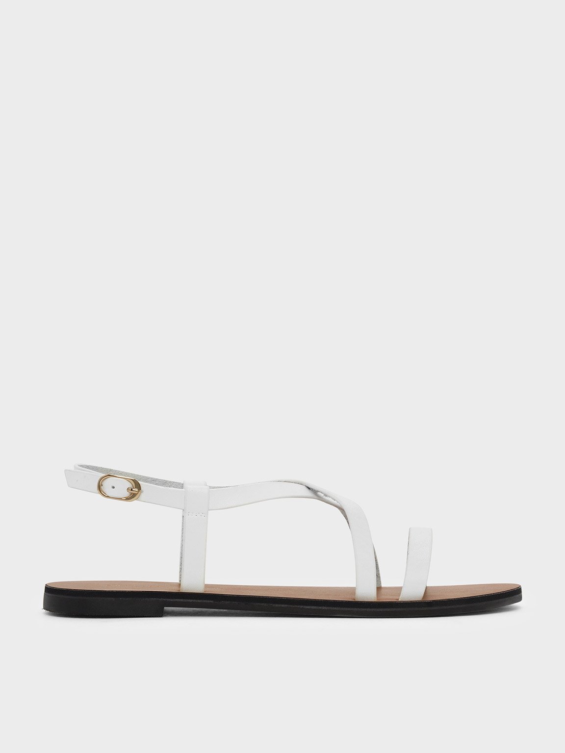 White Criss Cross Sandals - CHARLES & KEITH SG