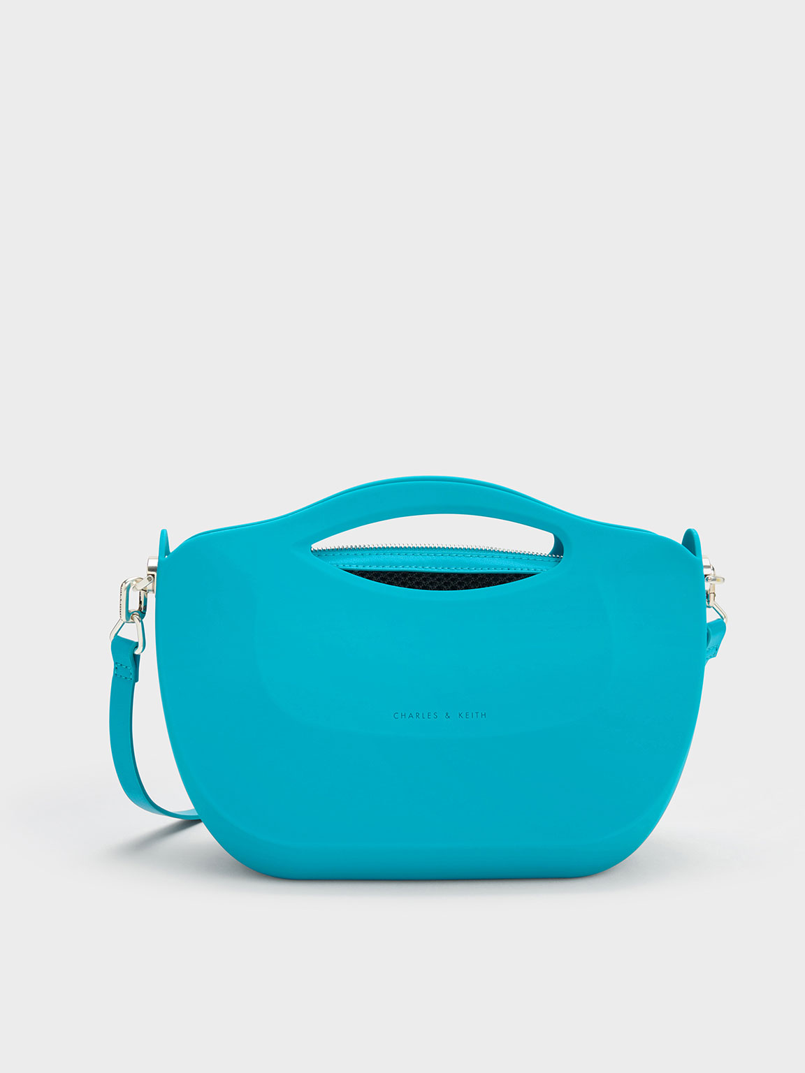 Charles & Keith Cocoon Curved Handle Bag In Blue