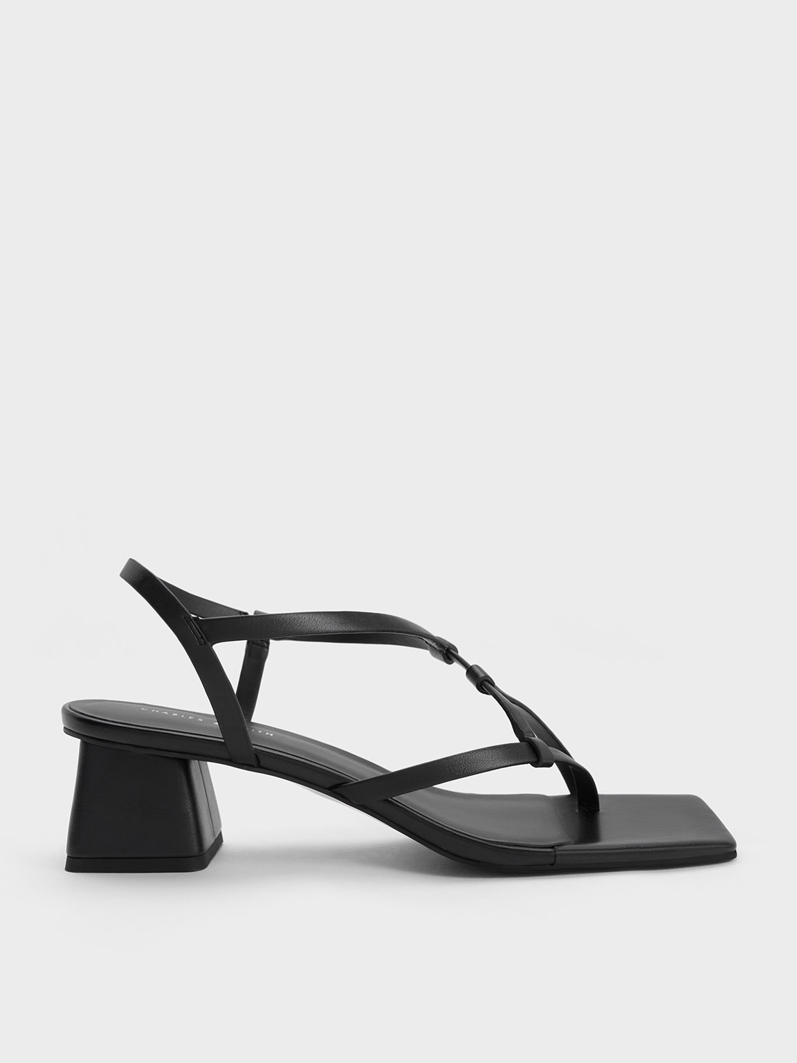 Black Asymmetric Interwoven Thong Sandals - CHARLES & KEITH PH